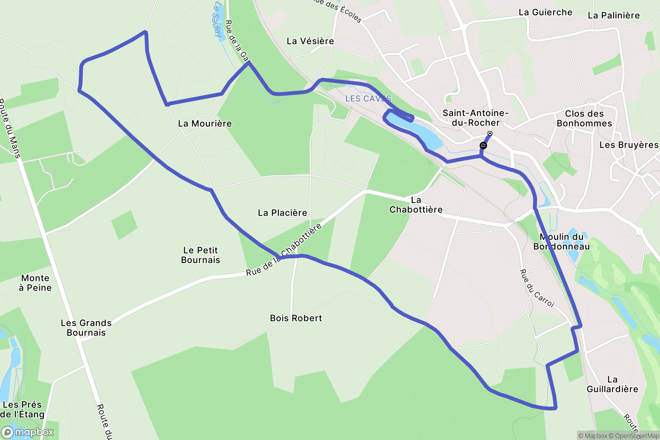 Saint-Antoine-du-Rocher : carte du parcours de randonnée - France