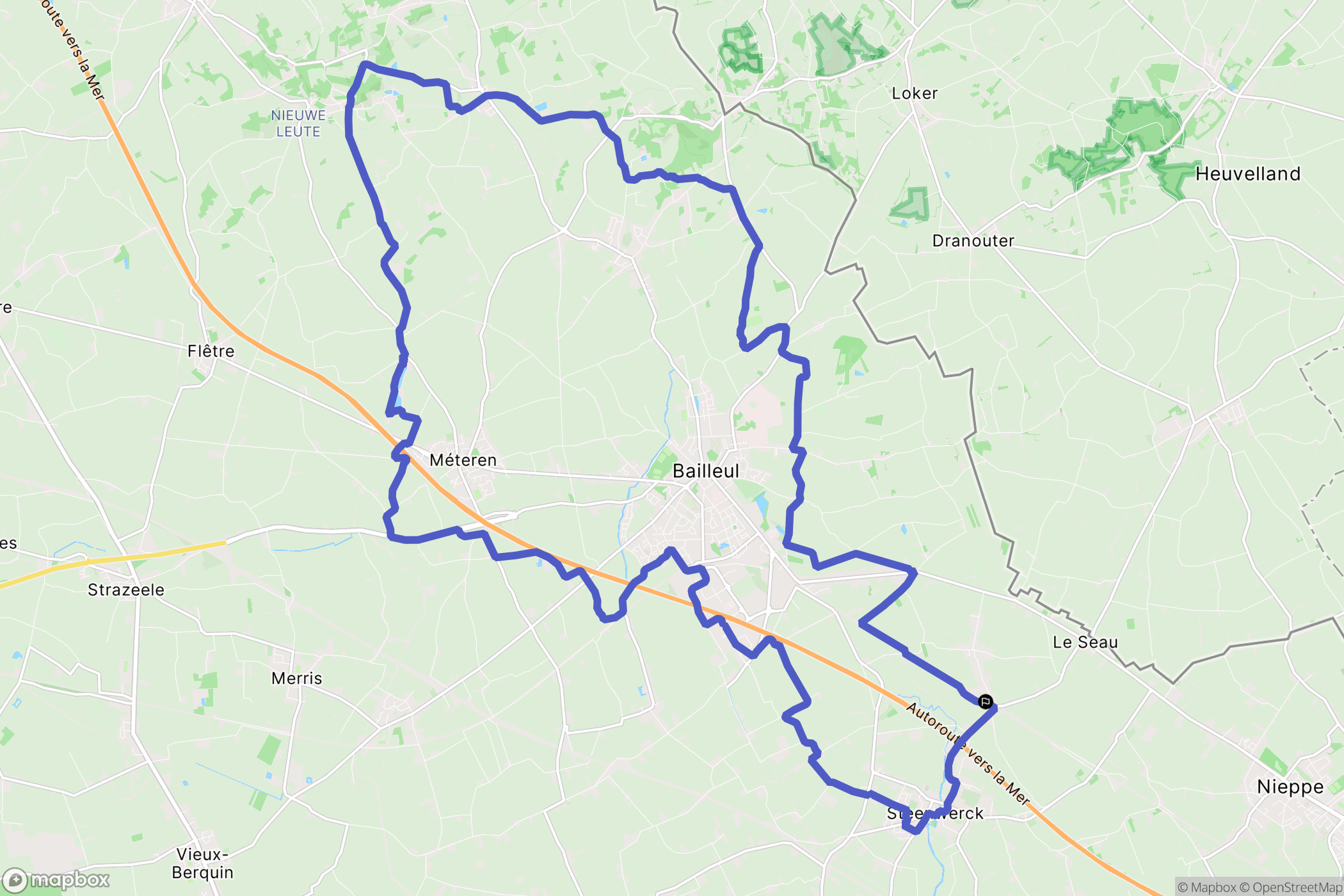 Bailleul : carte du parcours de randonnée - France
