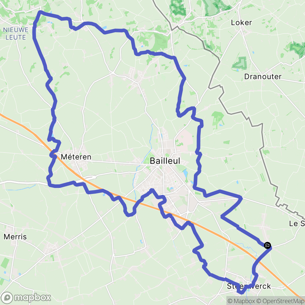 Bailleul : carte du parcours de randonnée - France