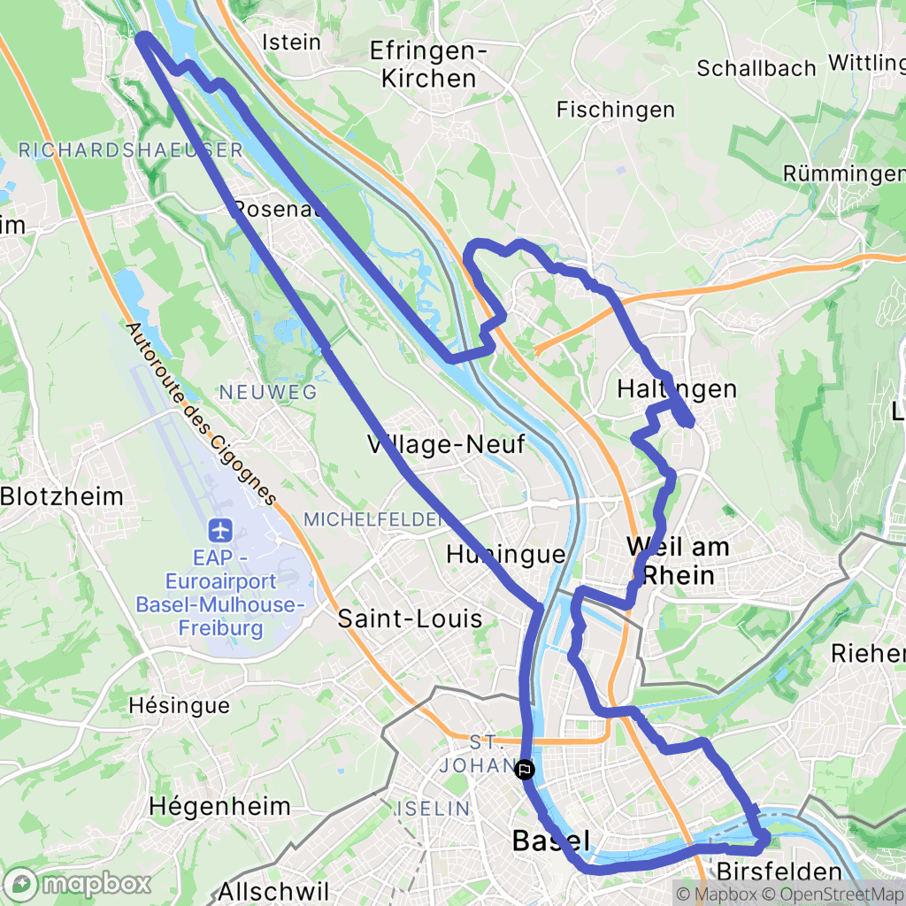 Basel : carte du parcours de randonnée - Switzerland