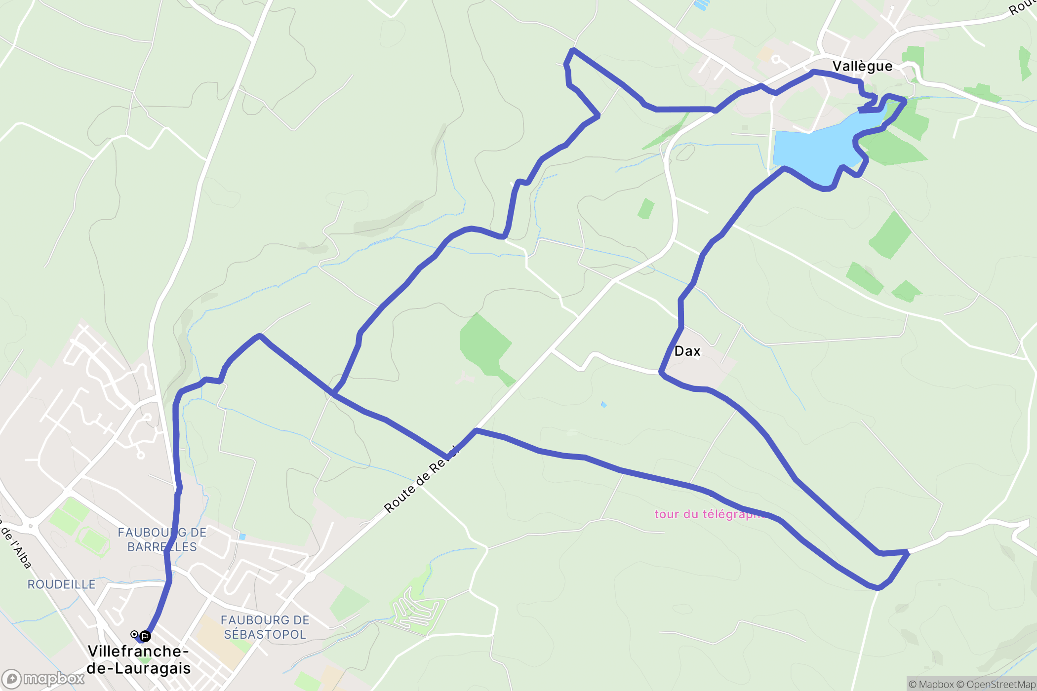 Villefranche-de-Lauragais : carte du parcours de randonnée - France