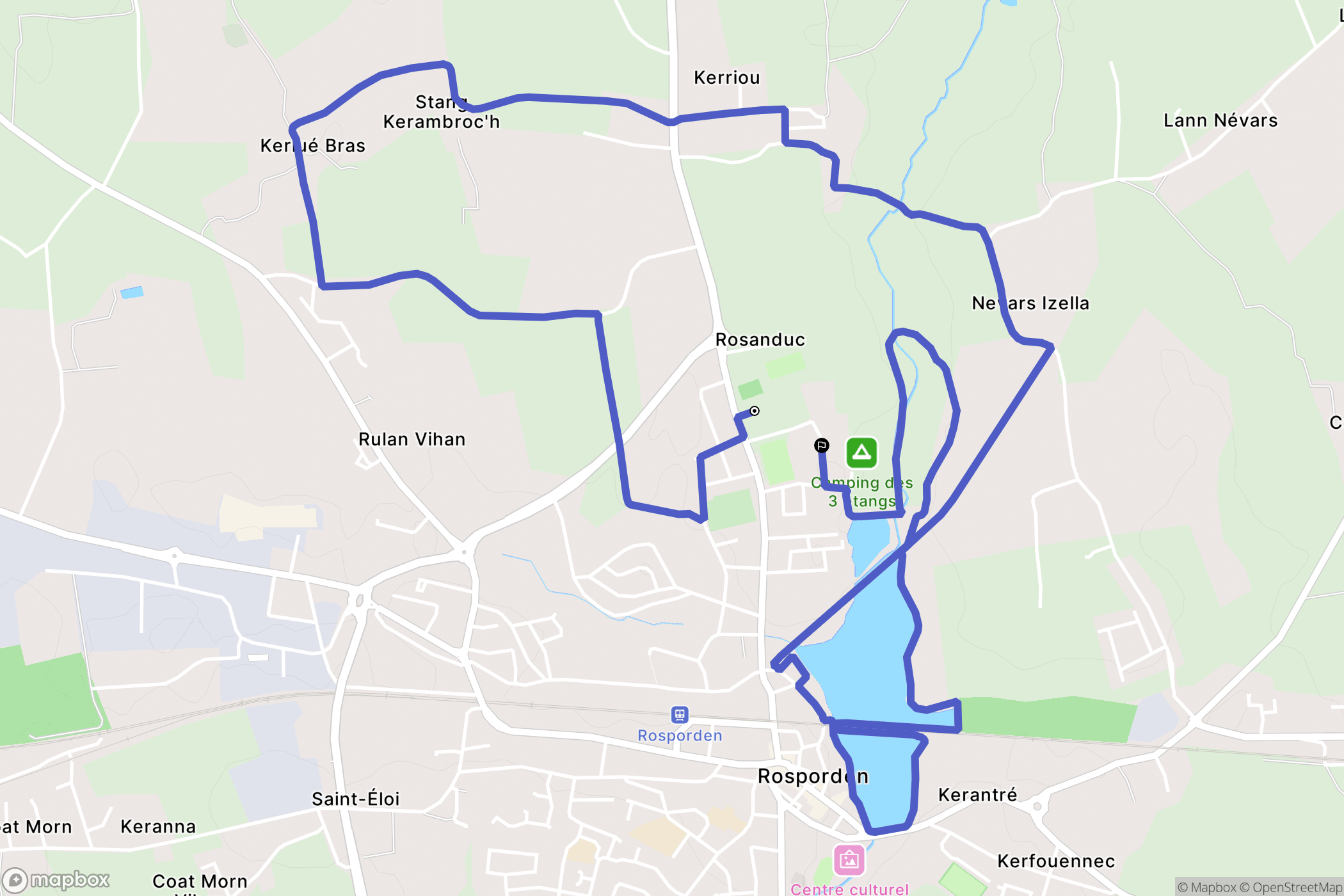 Rosporden : carte du parcours de randonnée - France