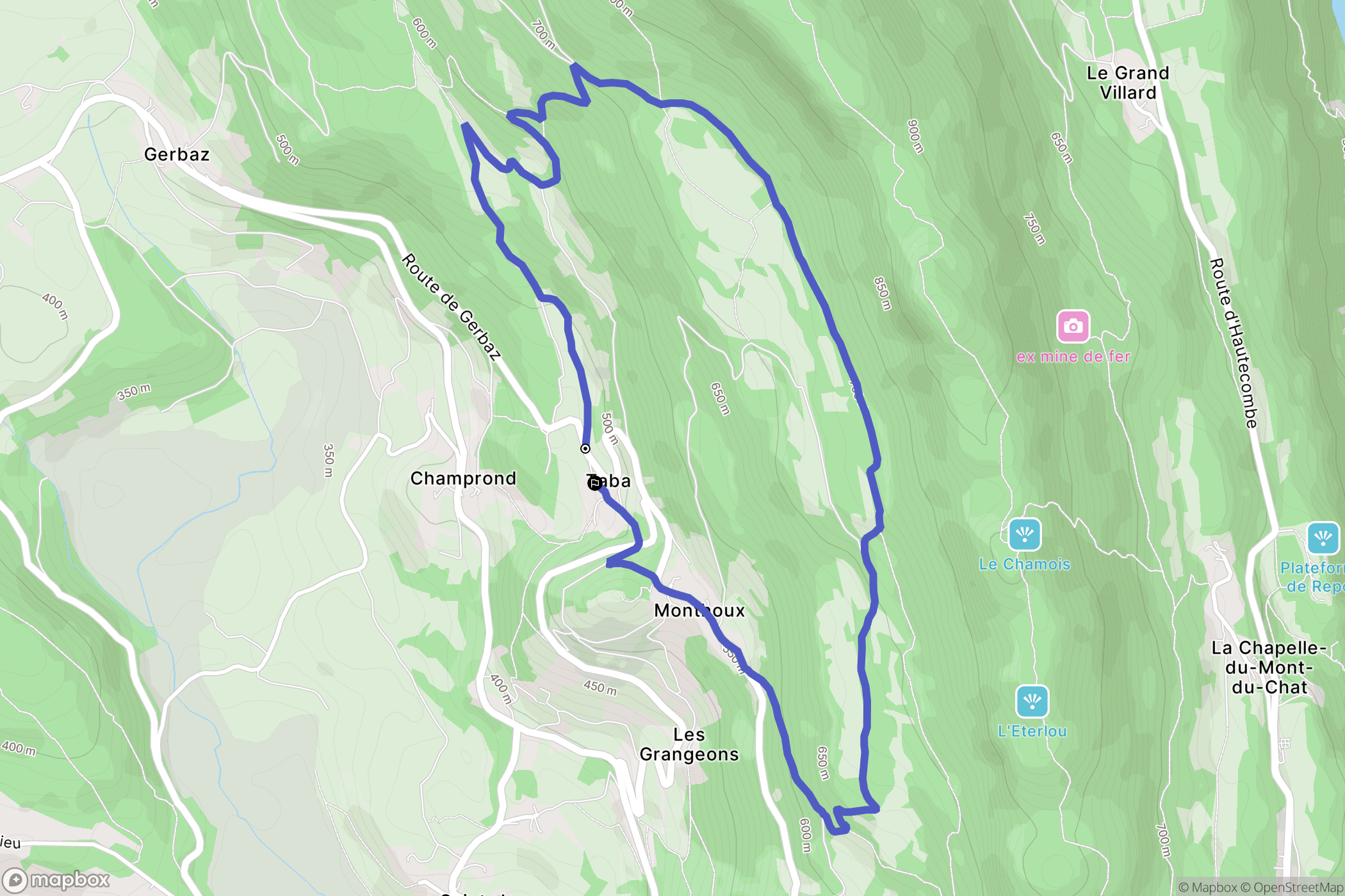 Saint-Jean-de-Chevelu : carte du parcours de randonnée - France