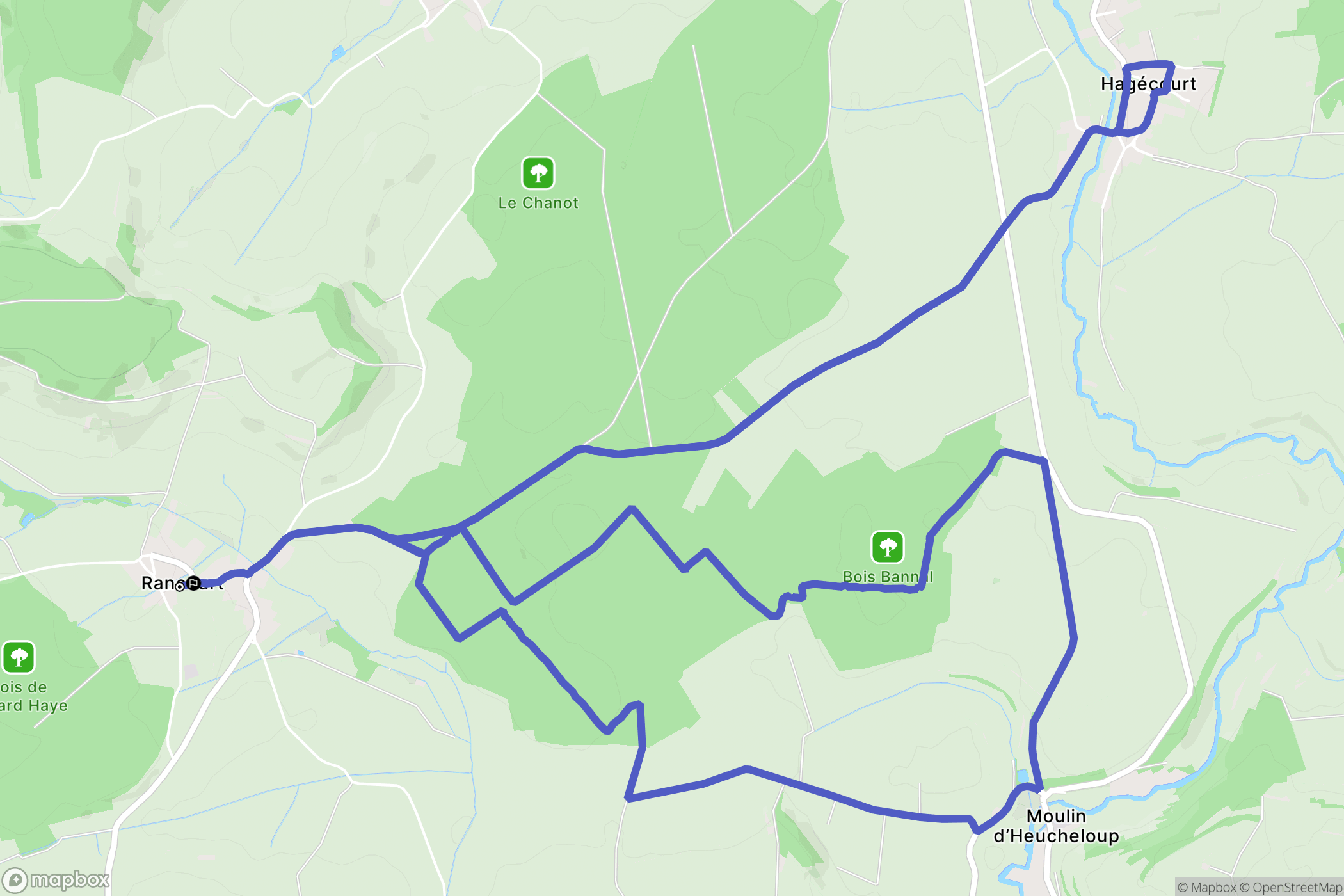 Rancourt : carte du parcours de randonnée - France