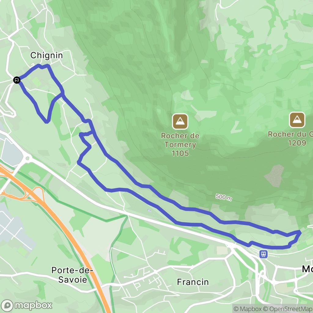 Chignin : carte du parcours de randonnée - France