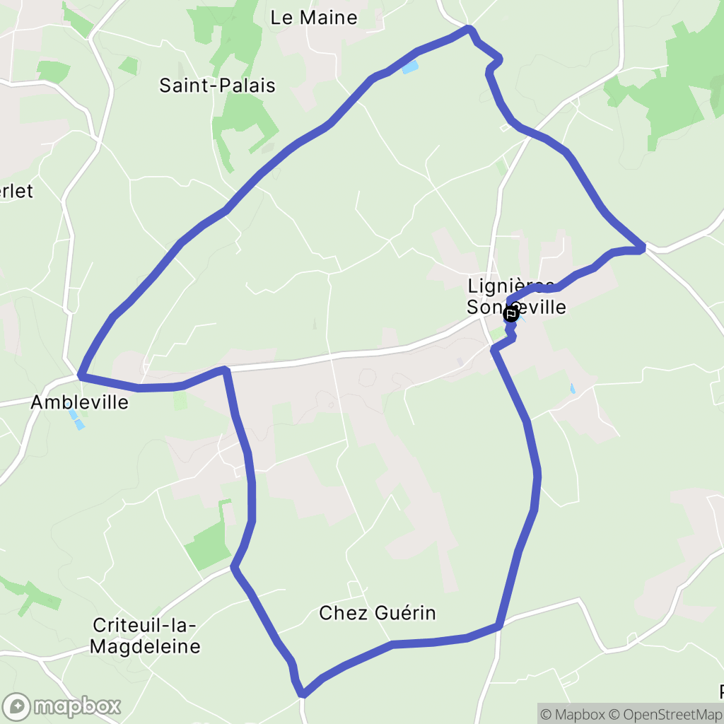 Lignières-Ambleville : carte du parcours de randonnée - France