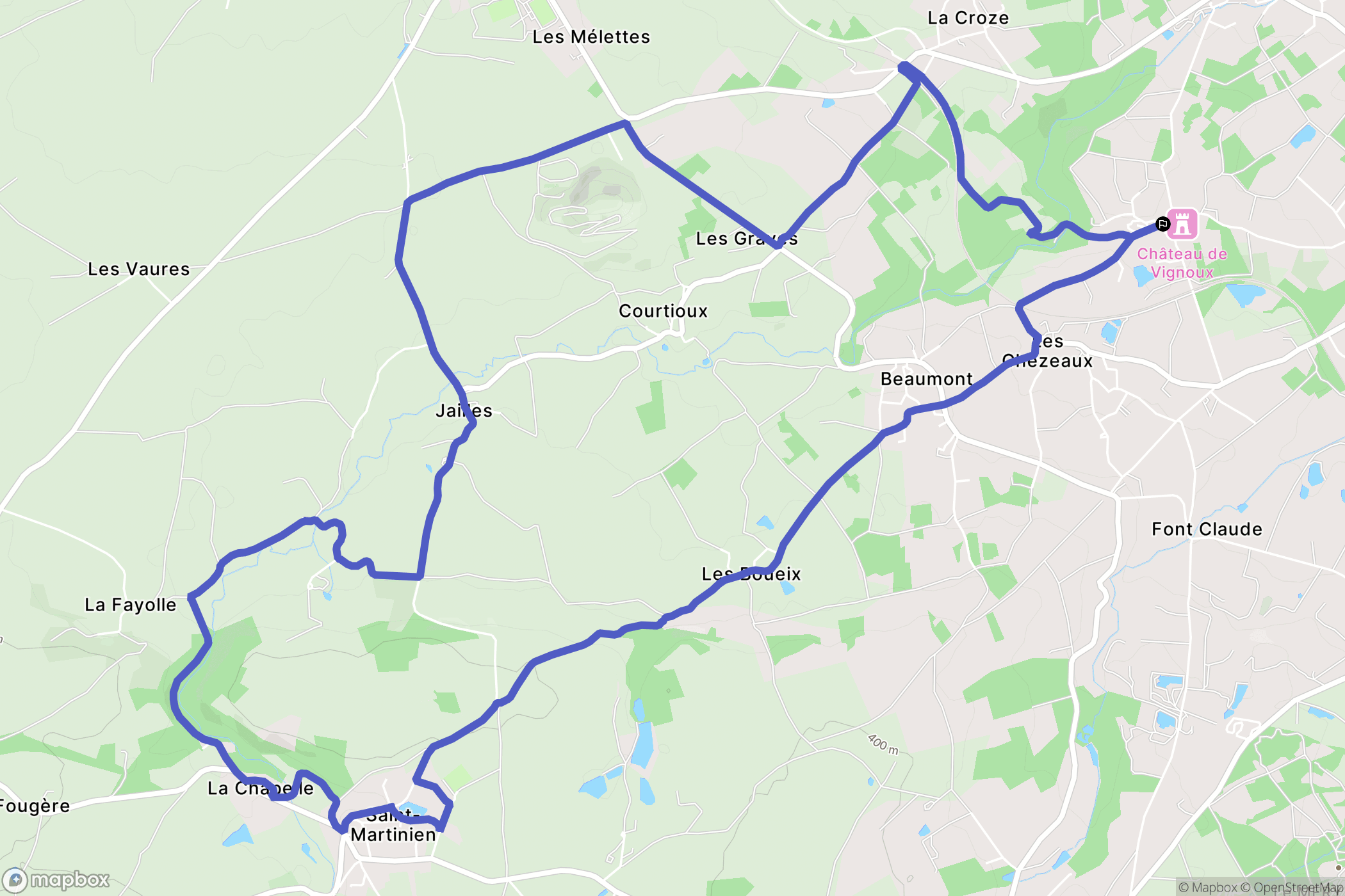 Domérat : carte du parcours de randonnée - France