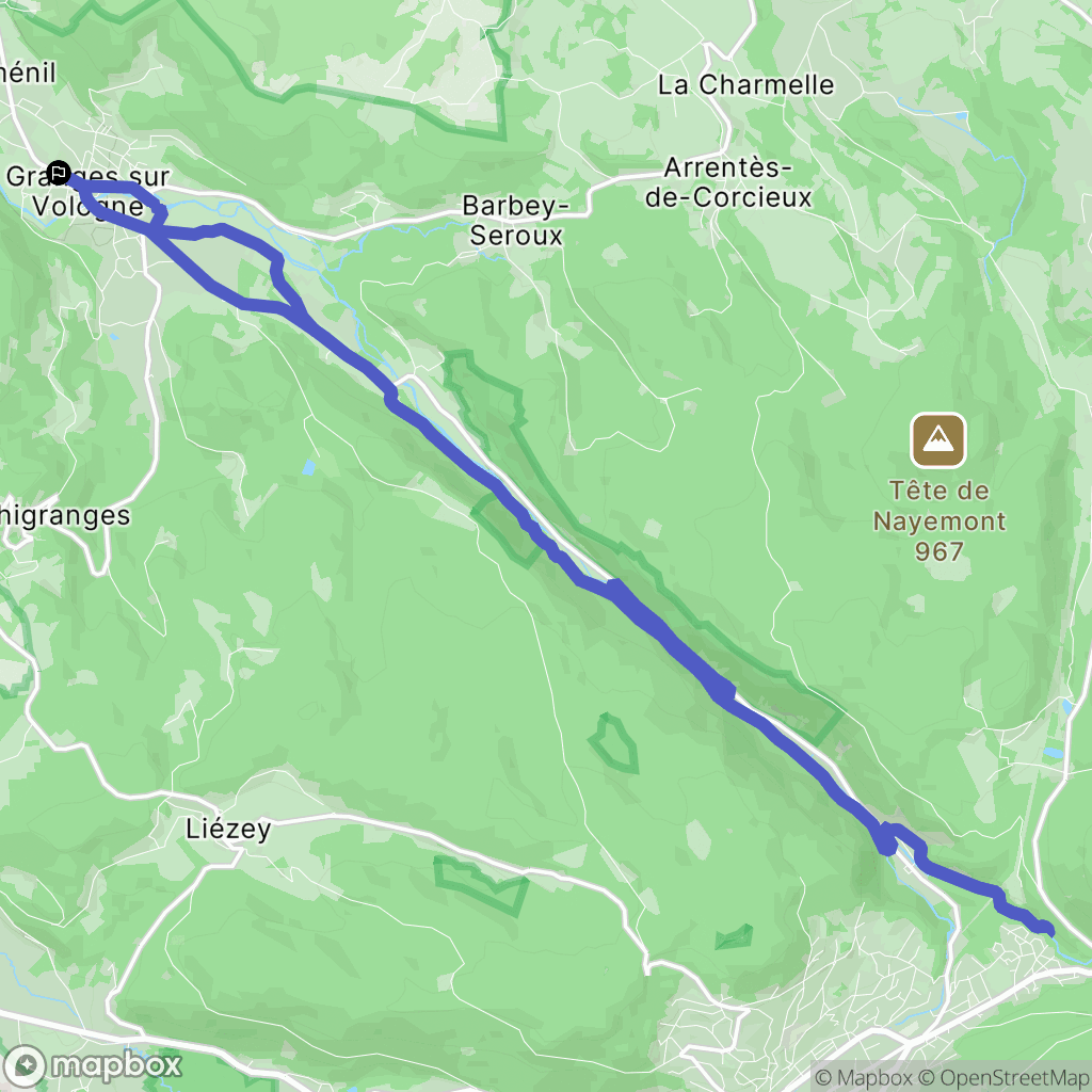 Granges-Aumontzey : carte du parcours de randonnée - France