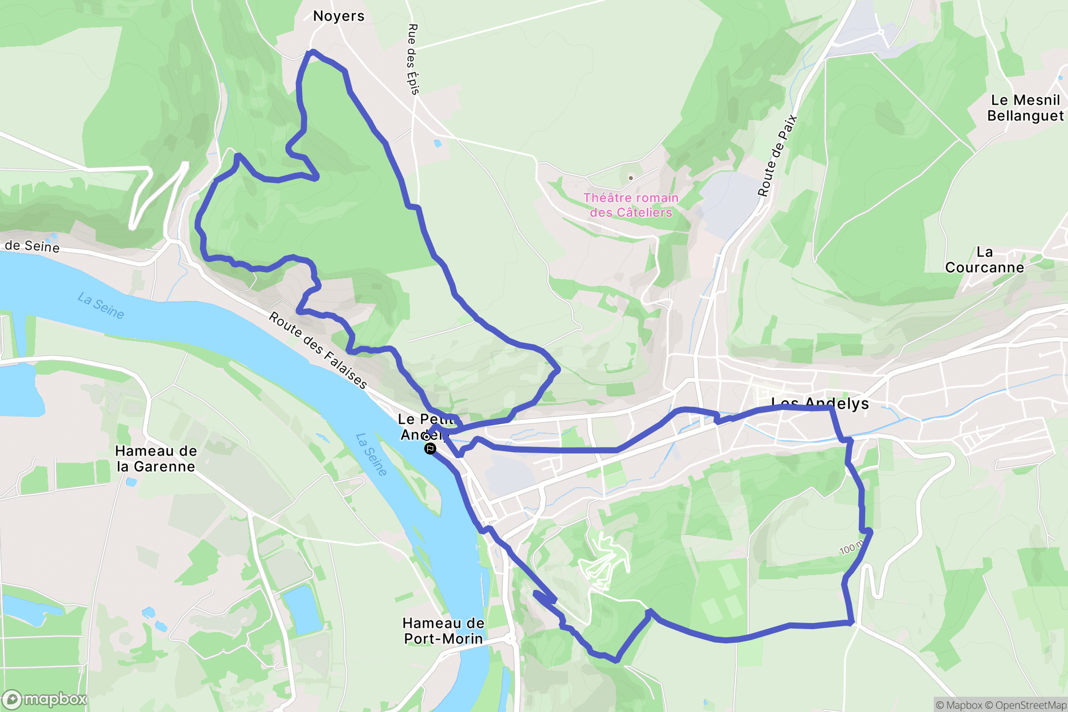 Les Andelys : carte du parcours de randonnée - France