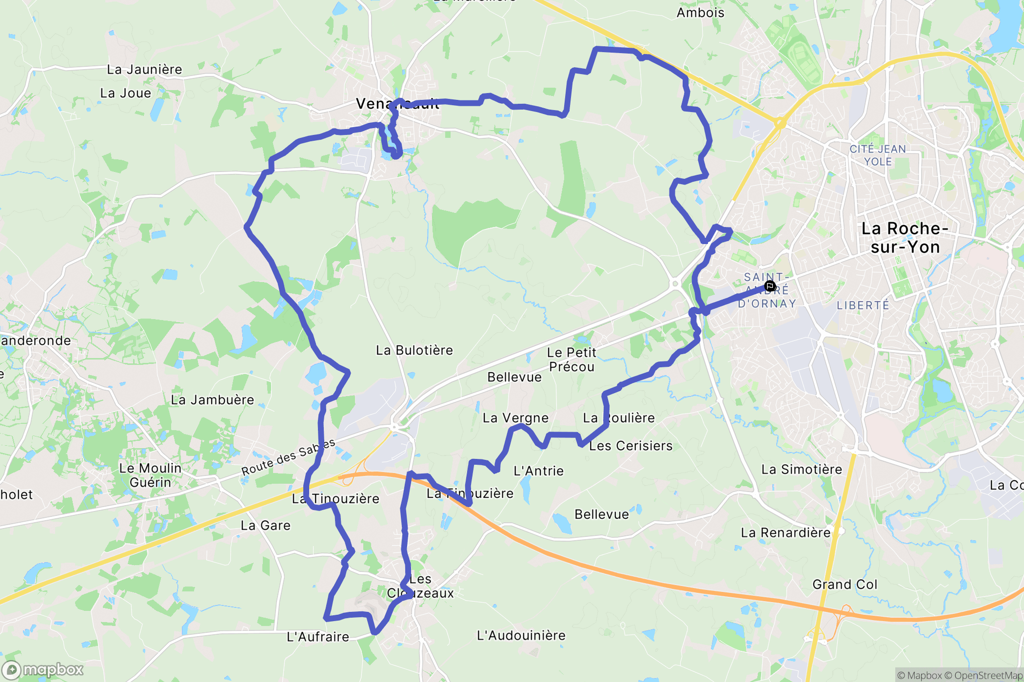 La Roche-sur-Yon : carte du parcours de randonnée - France