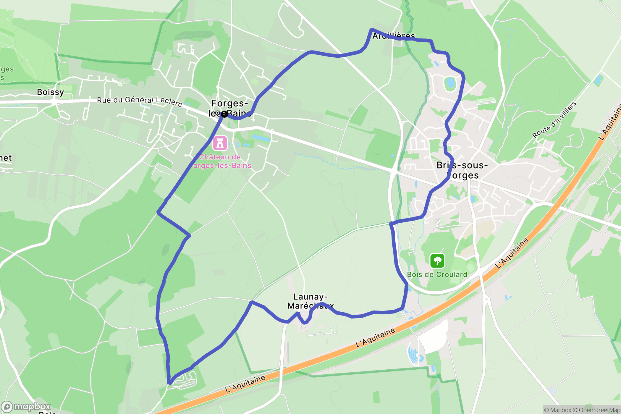 Forges-les-Bains : carte du parcours de randonnée - France