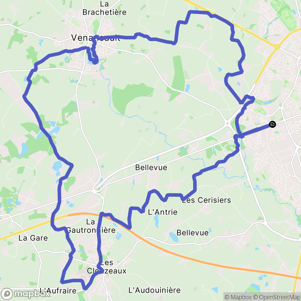 La Roche-sur-Yon : carte du parcours de randonnée - France