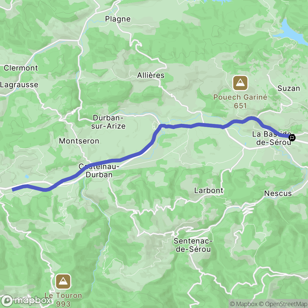 La Bastide-de-Sérou : carte du parcours de randonnée - France