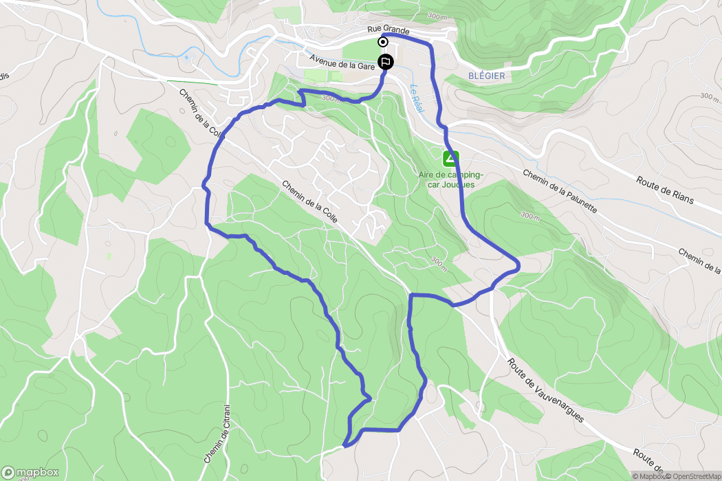 Jouques : carte du parcours de randonnée - France