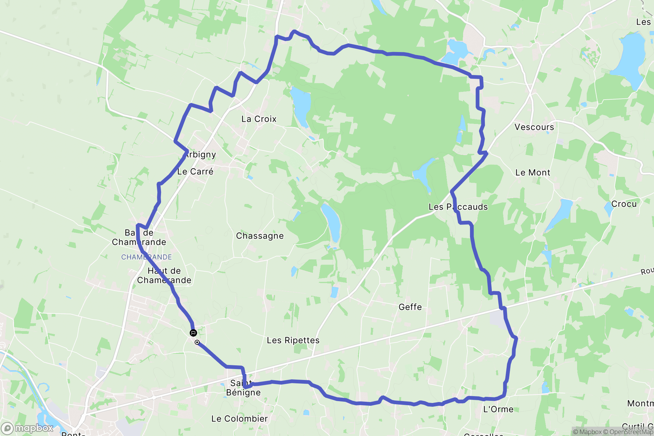 Saint-Bénigne : carte du parcours de randonnée - France