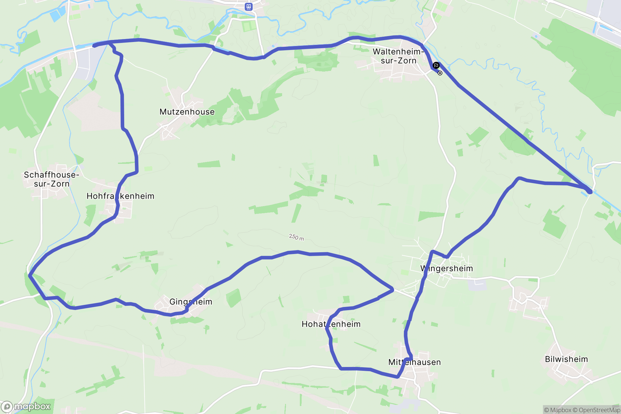 Waltenheim-sur-Zorn : carte du parcours de randonnée - France