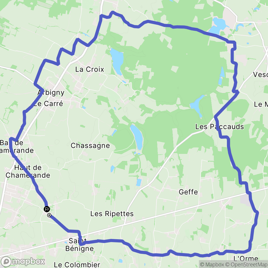 Saint-Bénigne : carte du parcours de randonnée - France