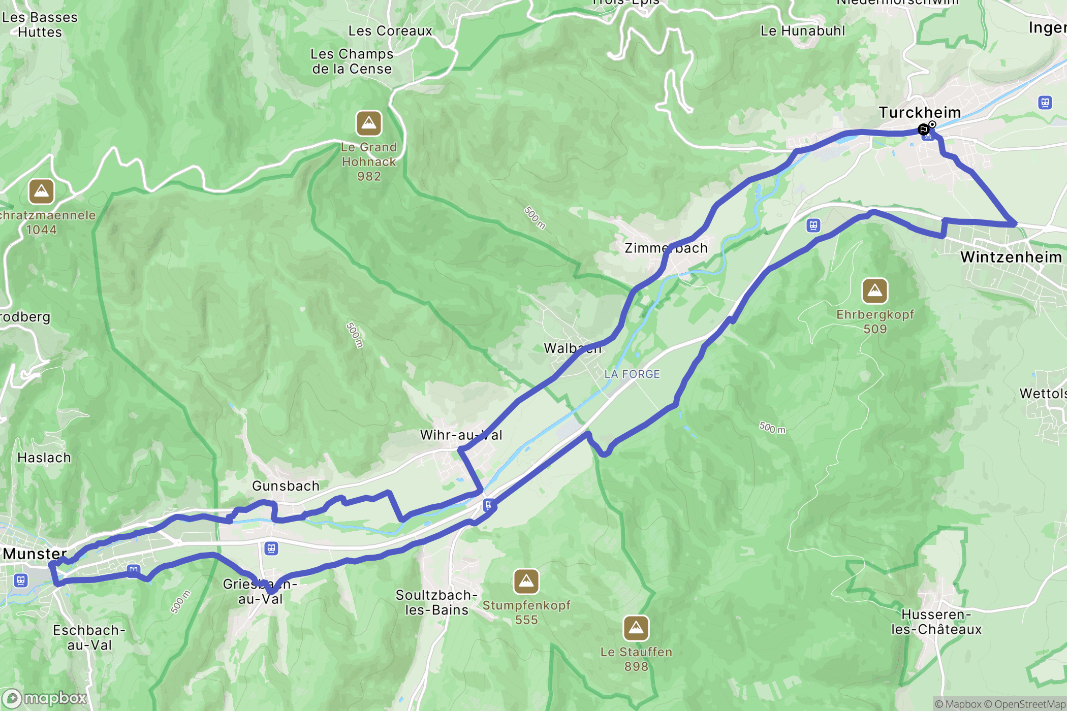 Turckheim : carte du parcours de randonnée - France