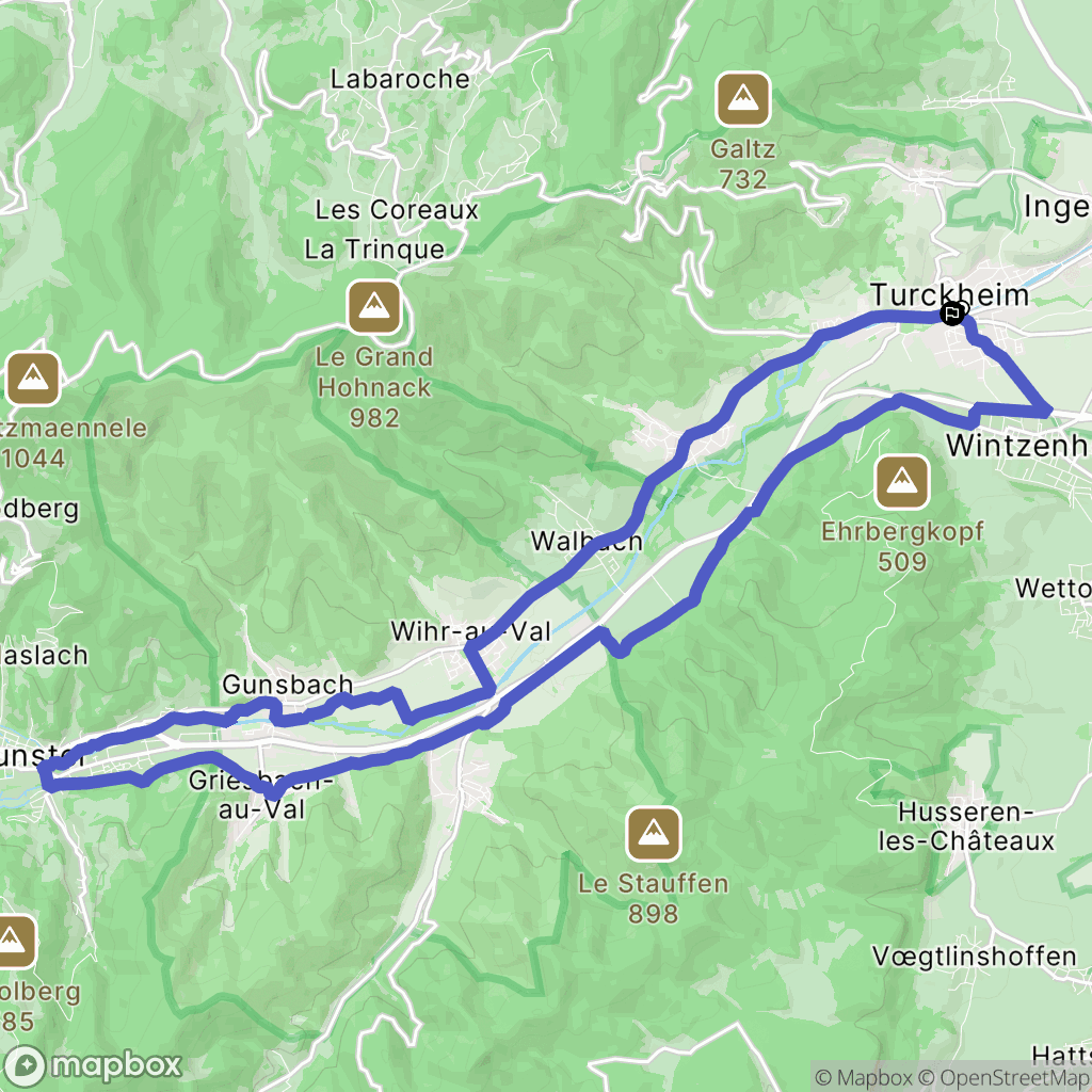 Turckheim : carte du parcours de randonnée - France