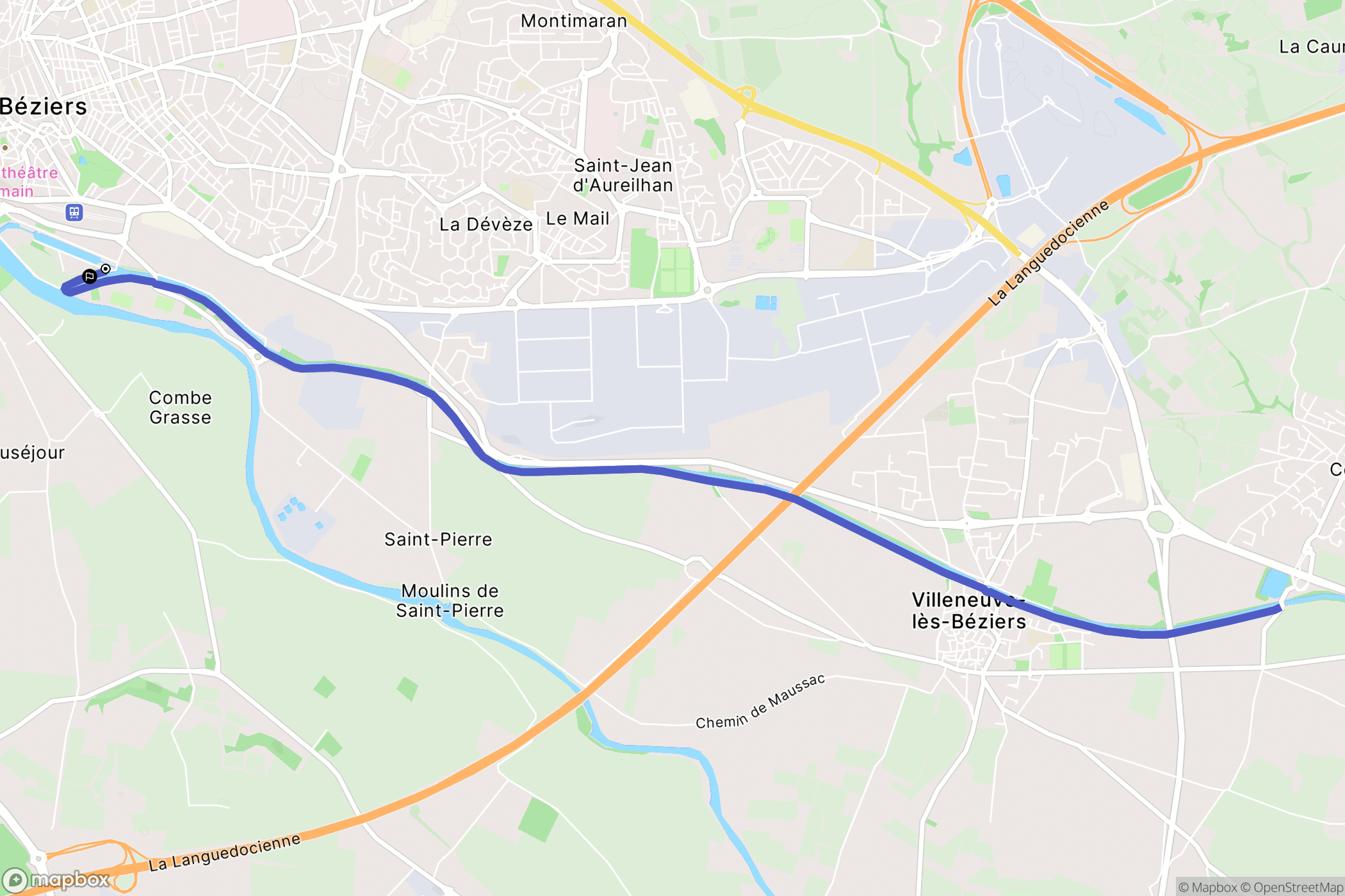 Béziers : carte du parcours de randonnée - France
