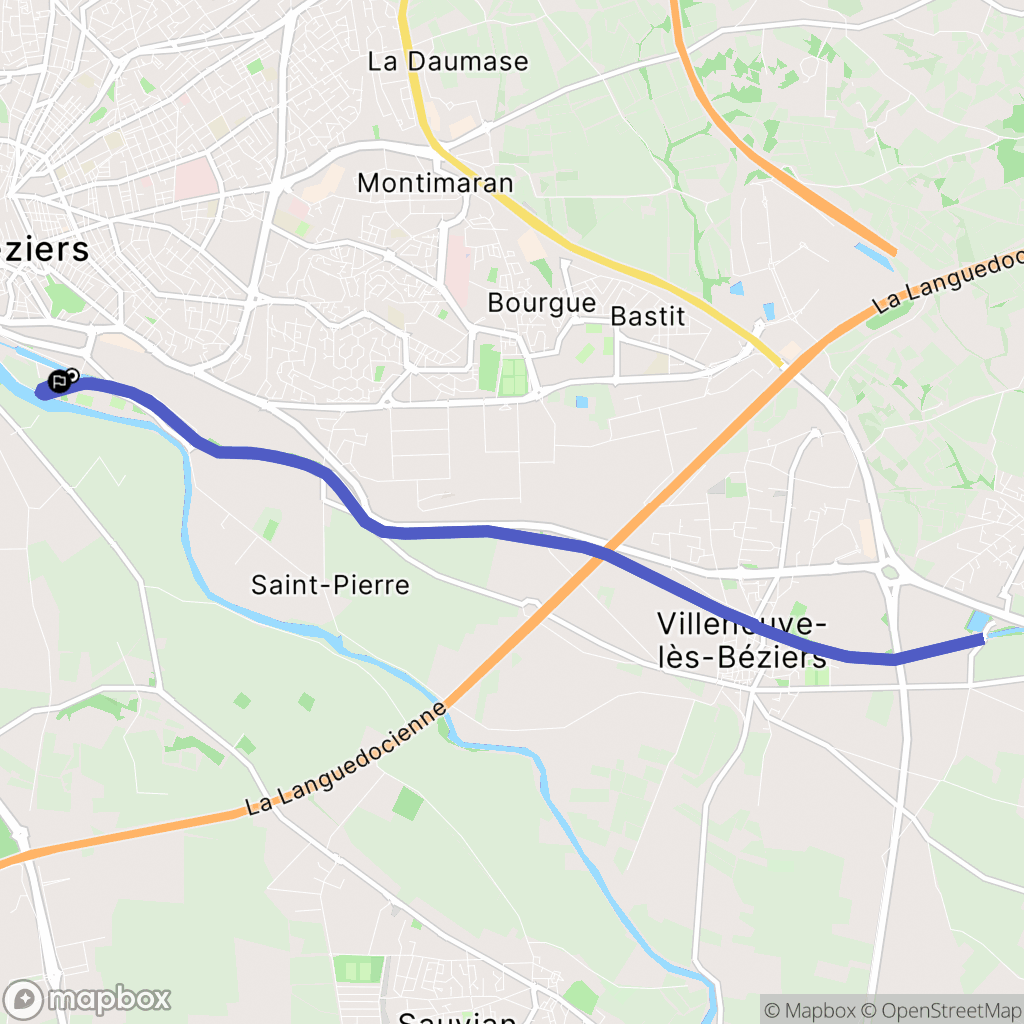 Béziers : carte du parcours de randonnée - France