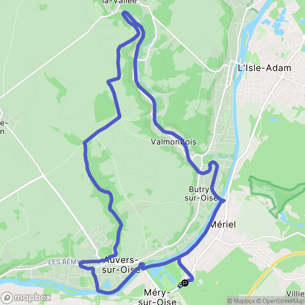 Méry-sur-Oise : carte du parcours de randonnée - France