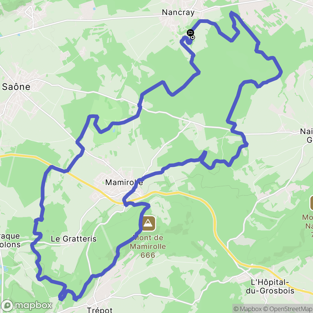 Nancray : carte du parcours de randonnée - France