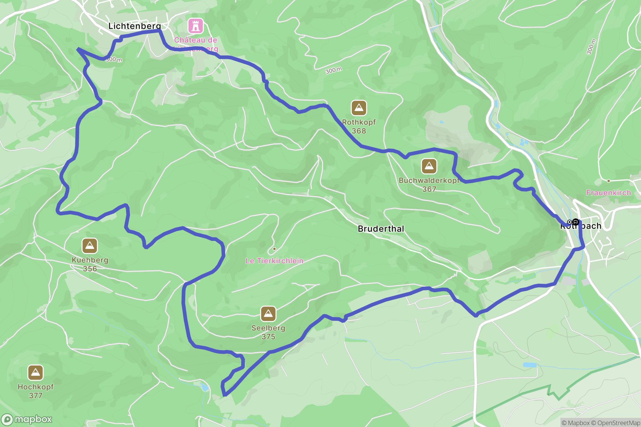 Rothbach : carte du parcours de randonnée - France