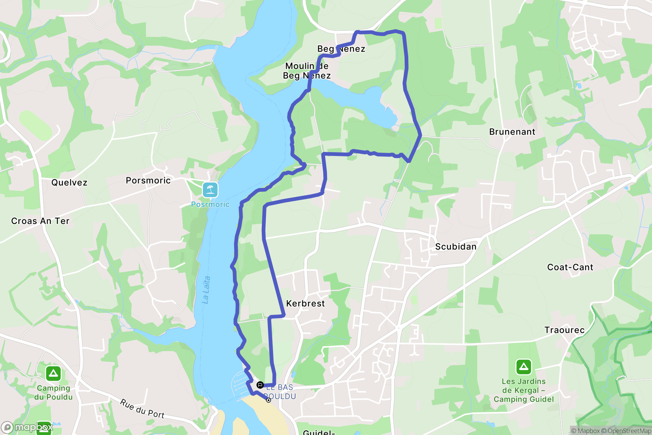 Guidel : carte du parcours de randonnée - France