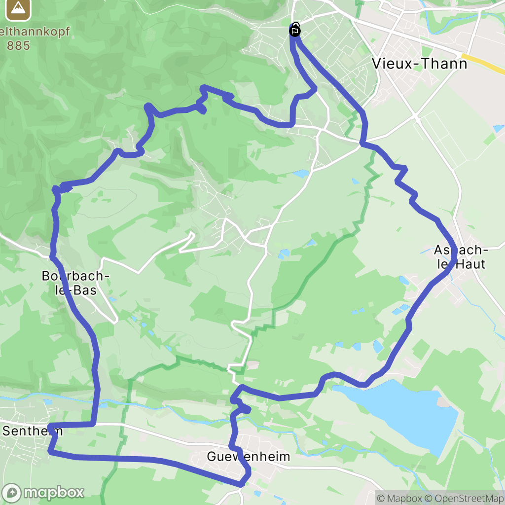 Thann : carte du parcours de randonnée - France