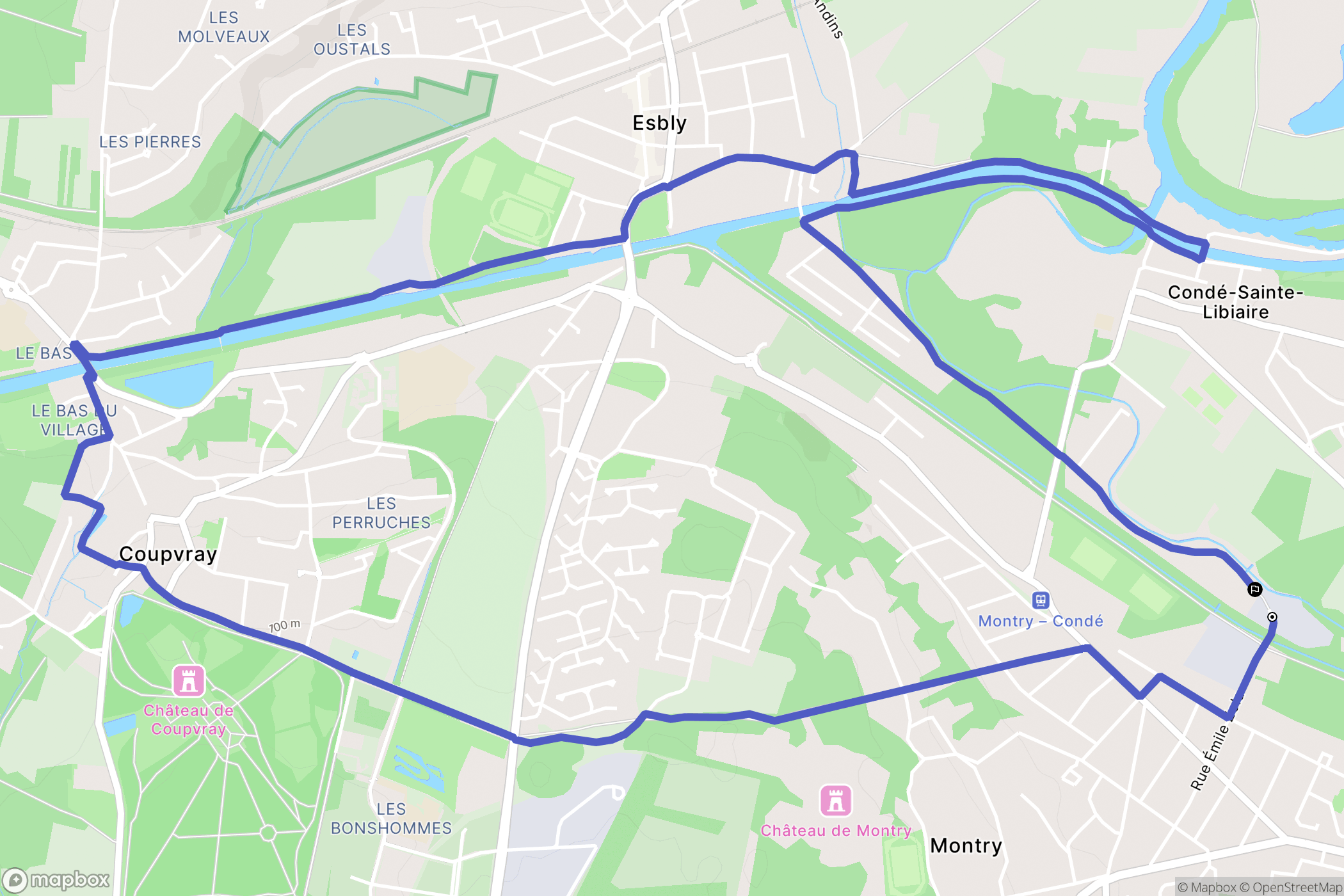 Montry : carte du parcours de randonnée - France