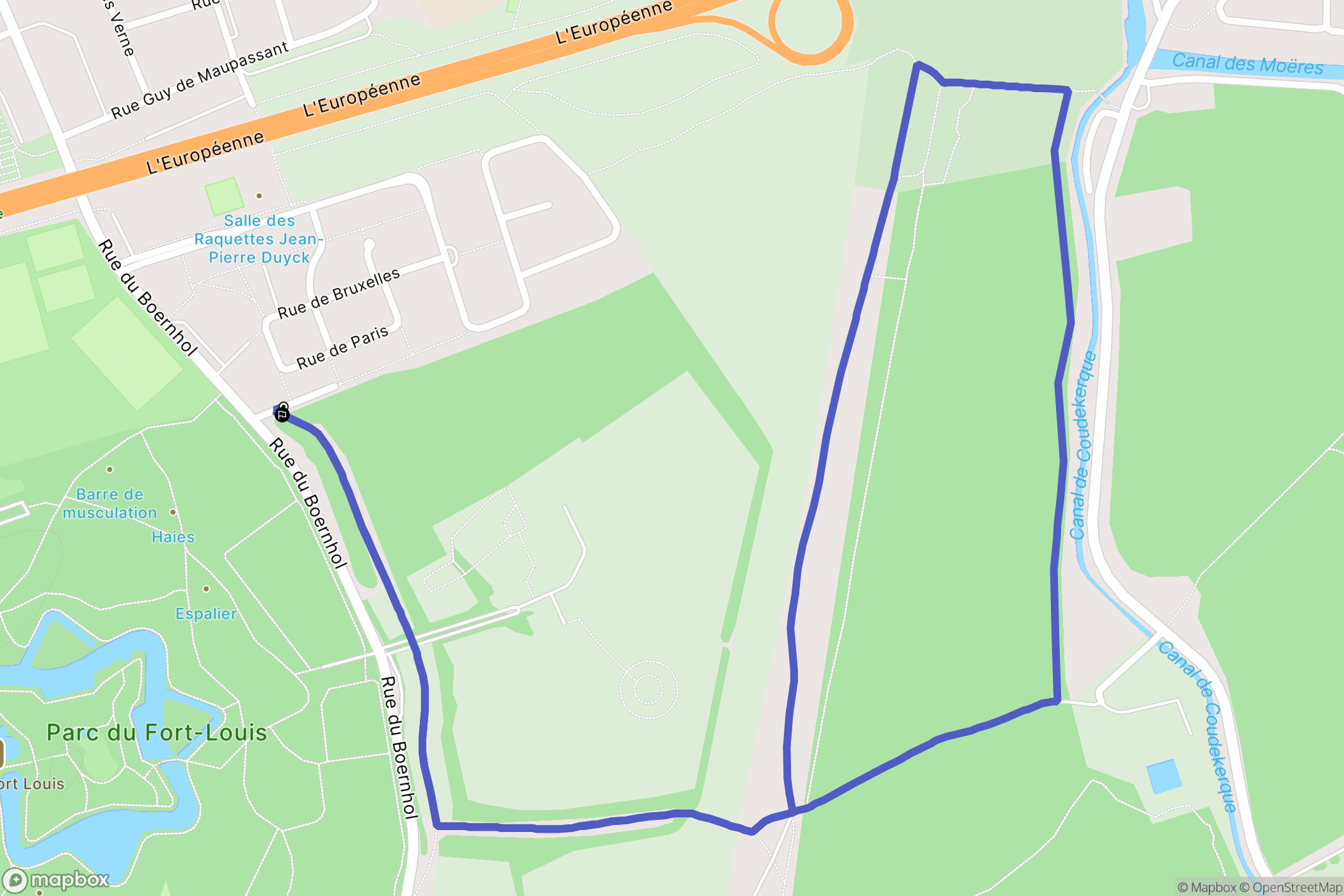 Coudekerque-Branche : carte du parcours de randonnée - France