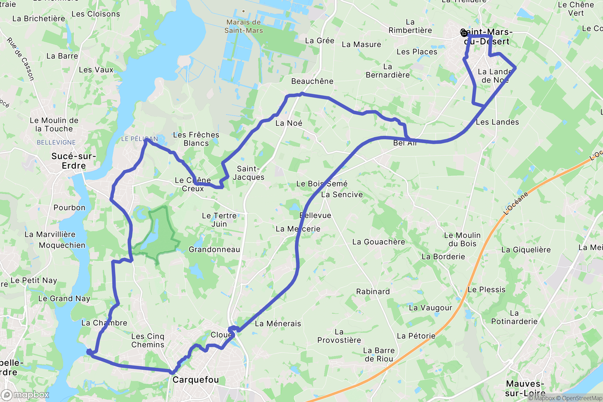 Saint-Mars-du-Désert : carte du parcours de randonnée - France