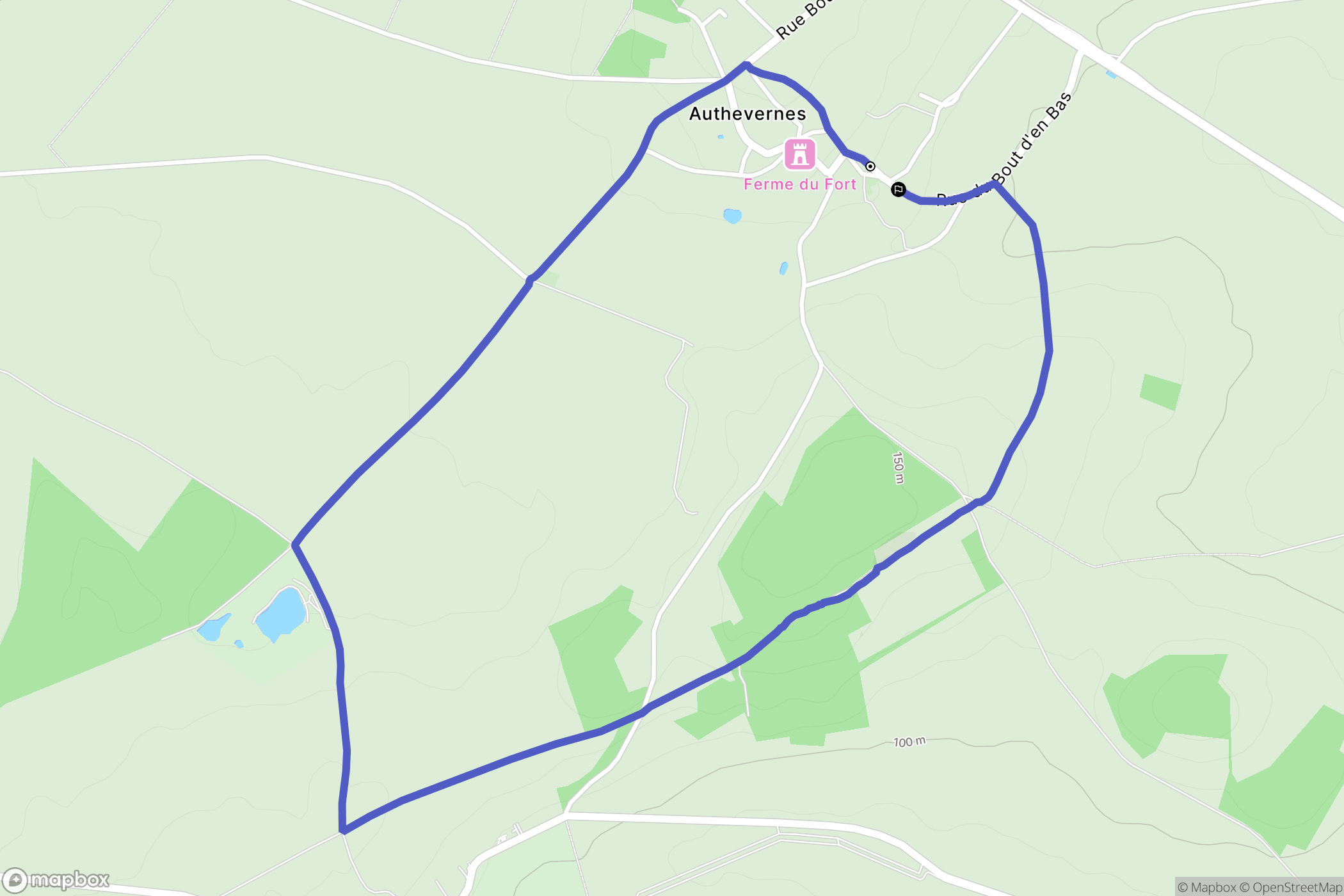 Authevernes : carte du parcours de randonnée - France