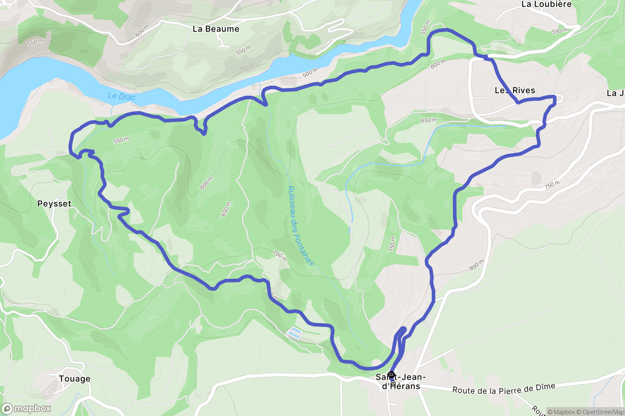 Saint-Jean-d'Hérans : carte du parcours de randonnée - France
