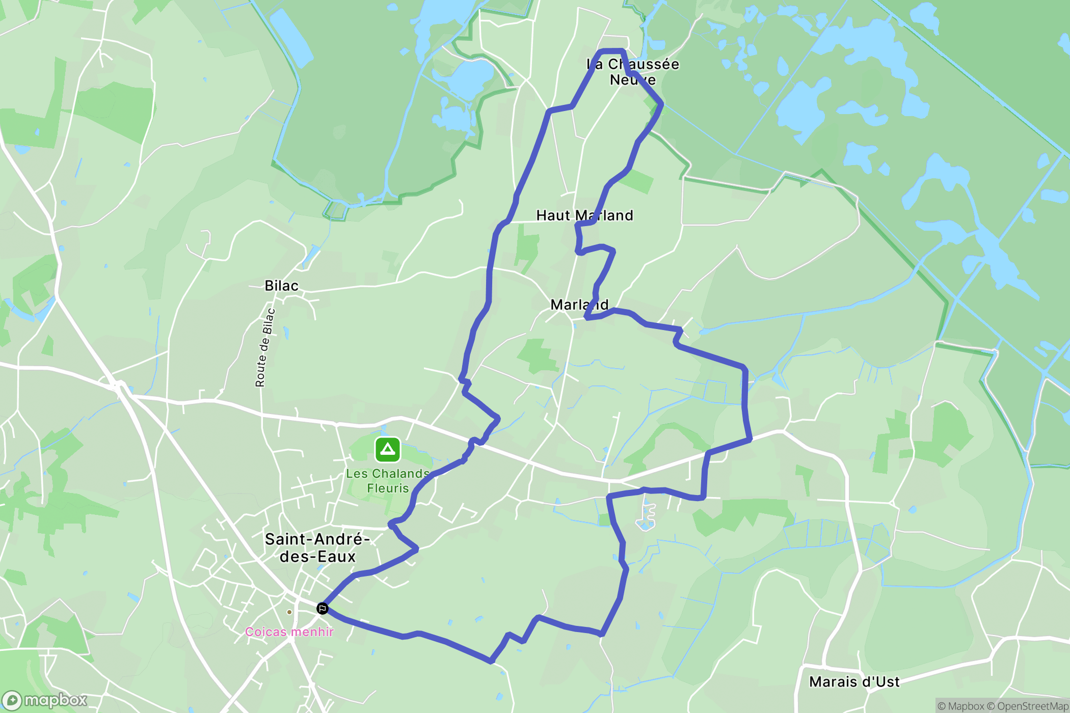 Saint-André-des-Eaux : carte du parcours de randonnée - France