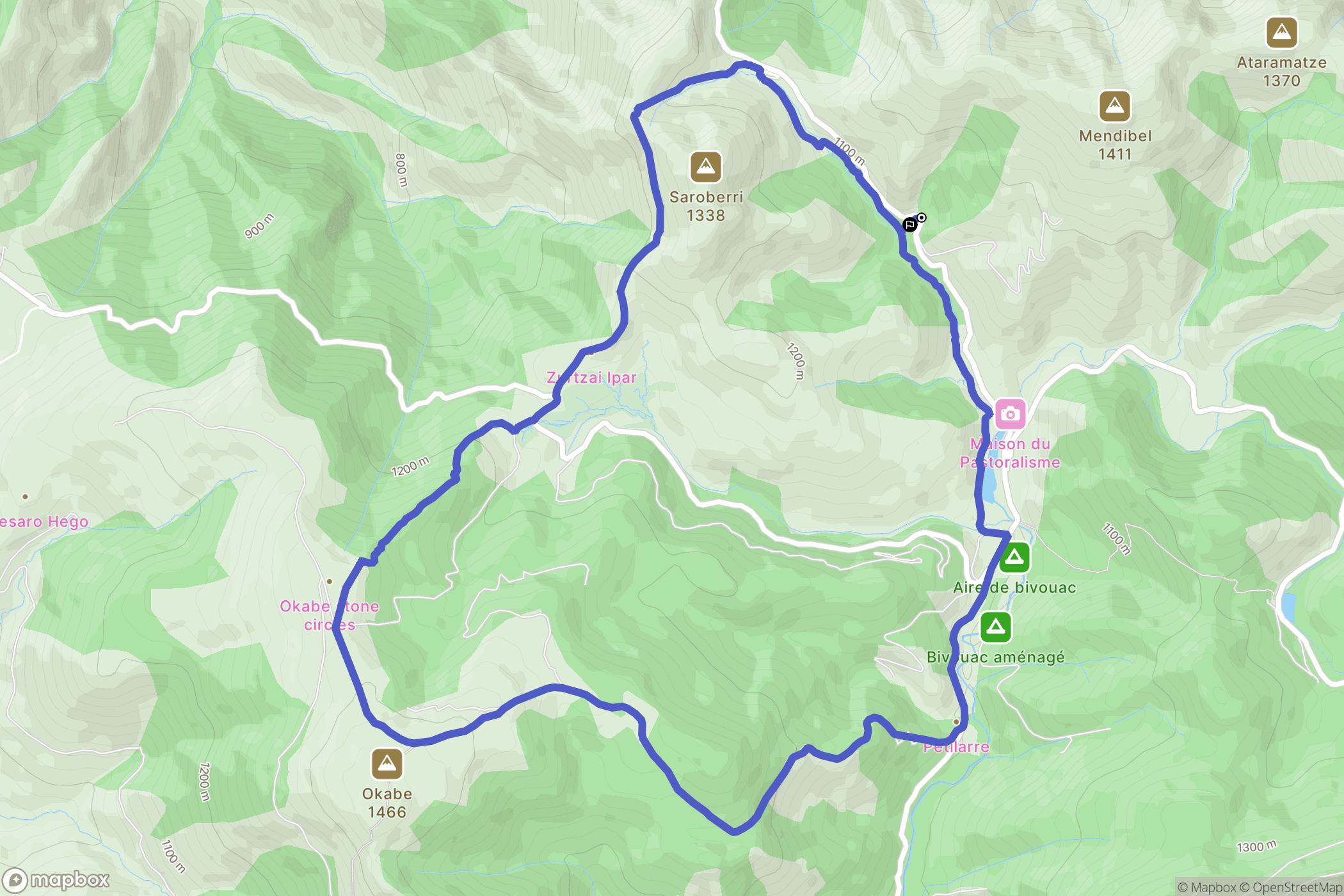 Mendive : carte du parcours de randonnée - France