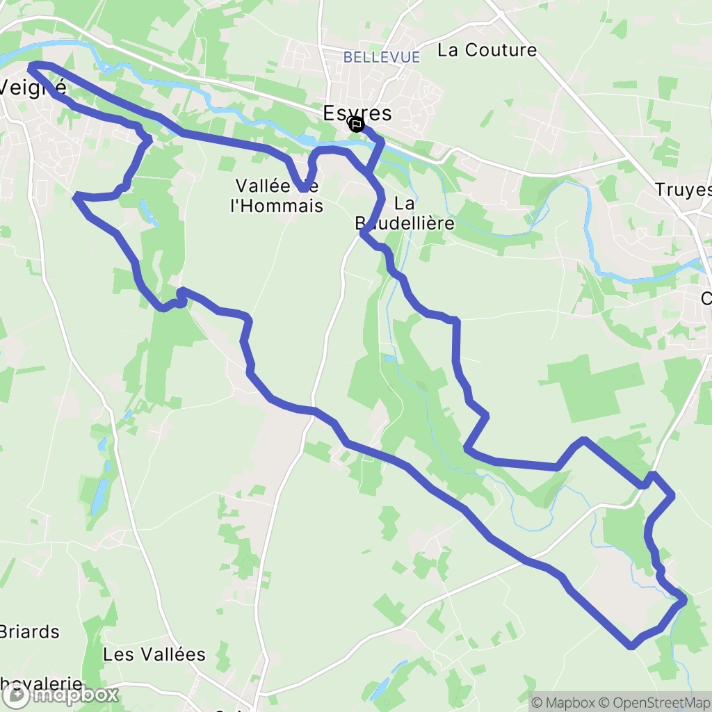 Esvres-sur-Indre : carte du parcours de randonnée - France
