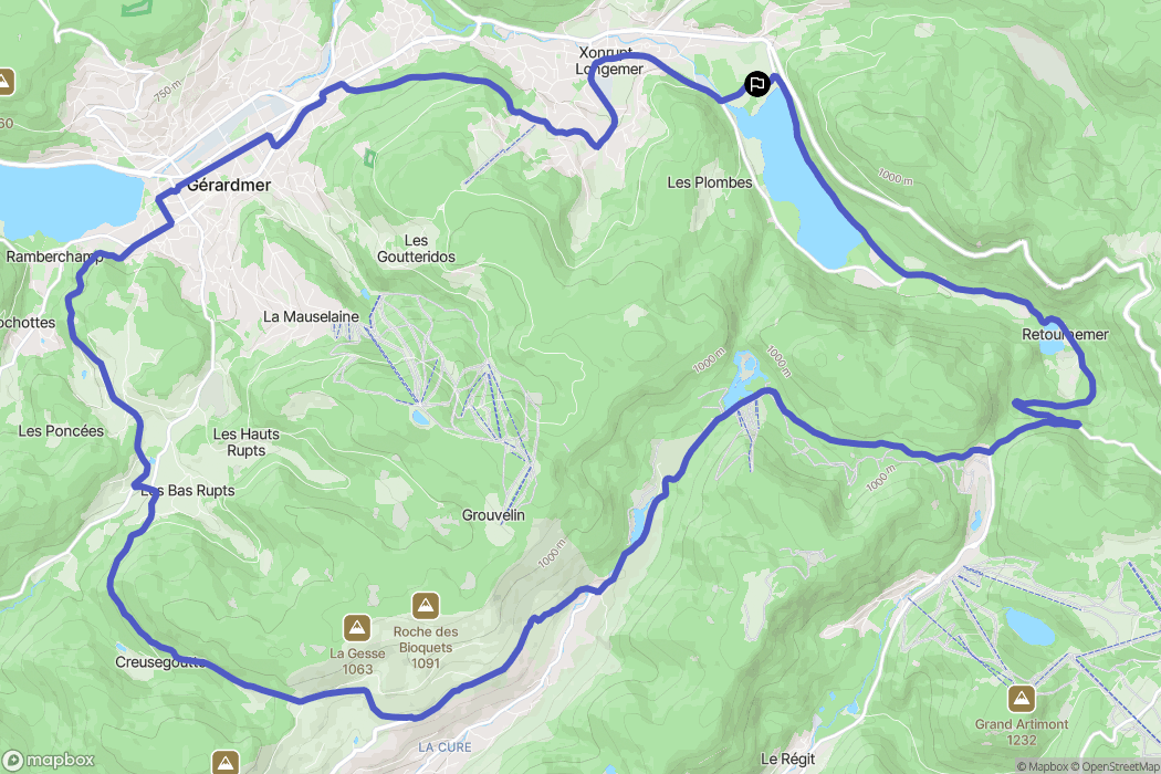 Xonrupt-Longemer : carte du parcours de randonnée - France
