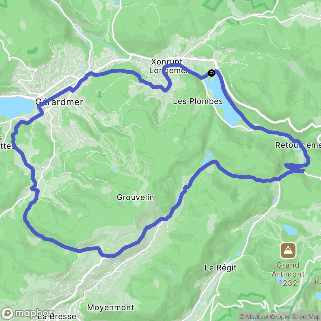 Xonrupt-Longemer : carte du parcours de randonnée - France