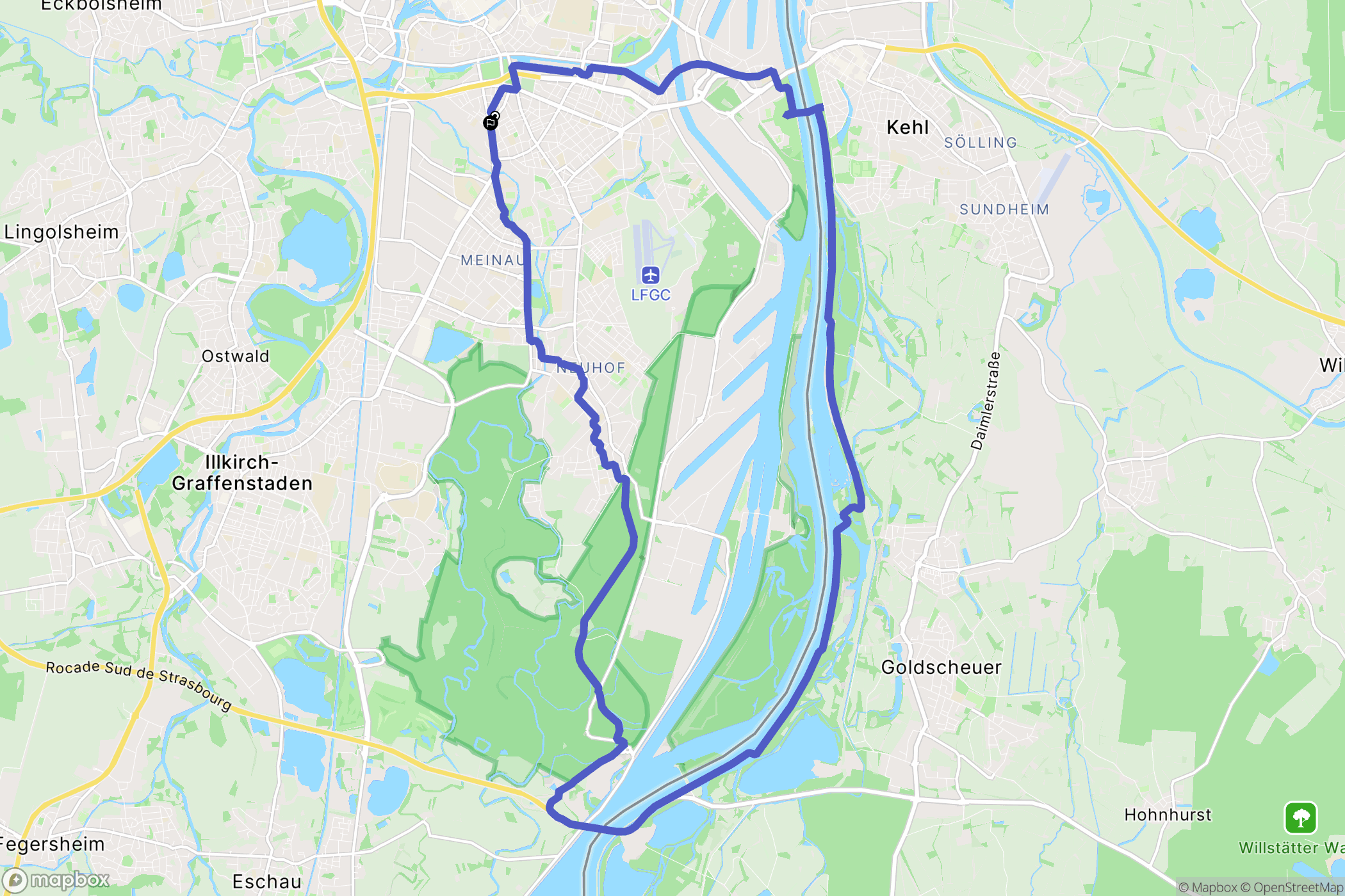 Strasbourg : carte du parcours de randonnée - France