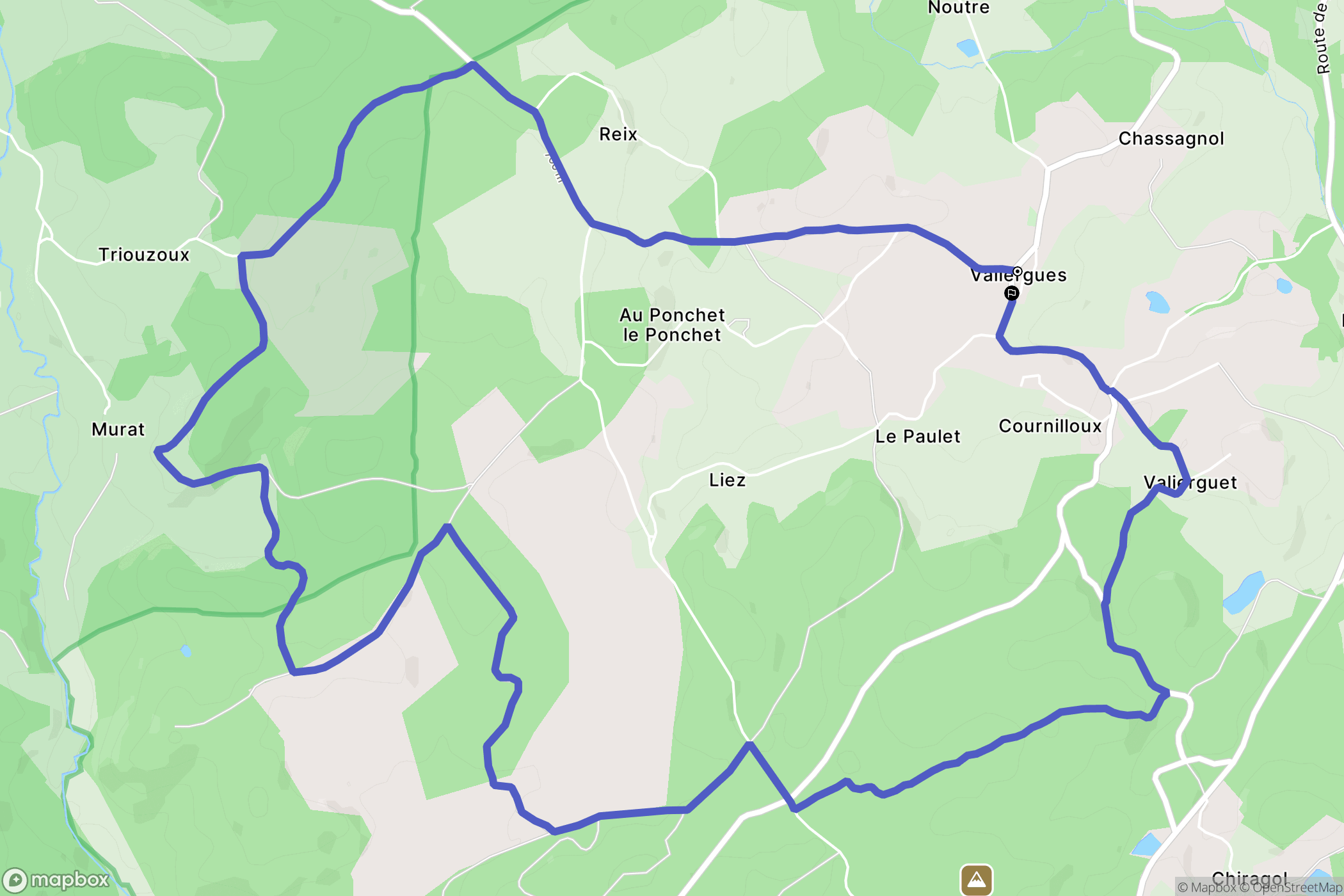 Valiergues : carte du parcours de randonnée - France