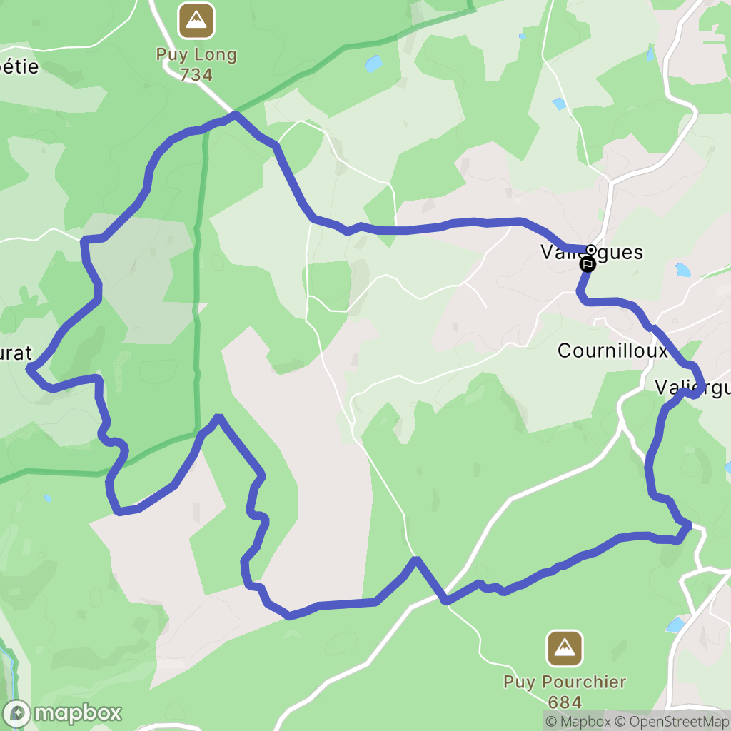 Valiergues : carte du parcours de randonnée - France