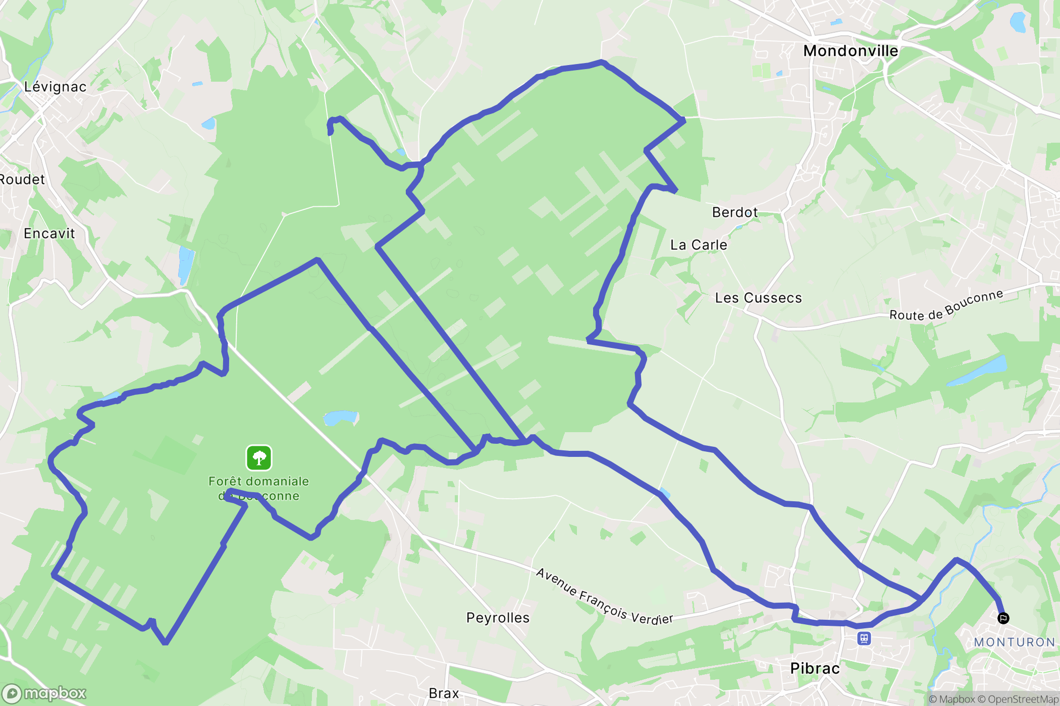 Colomiers : carte du parcours de randonnée - France