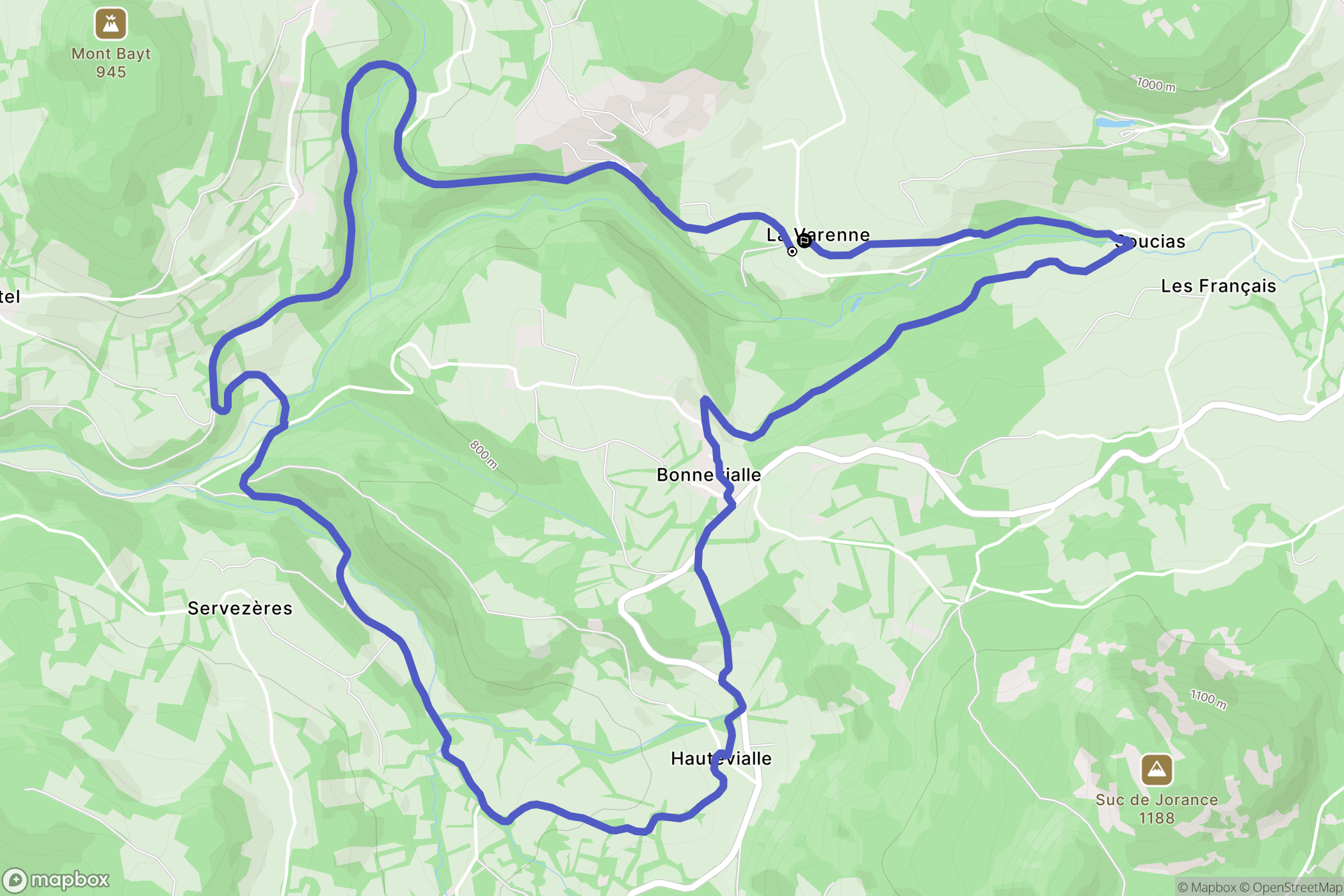 Saint-Julien-du-Pinet : carte du parcours de randonnée - France