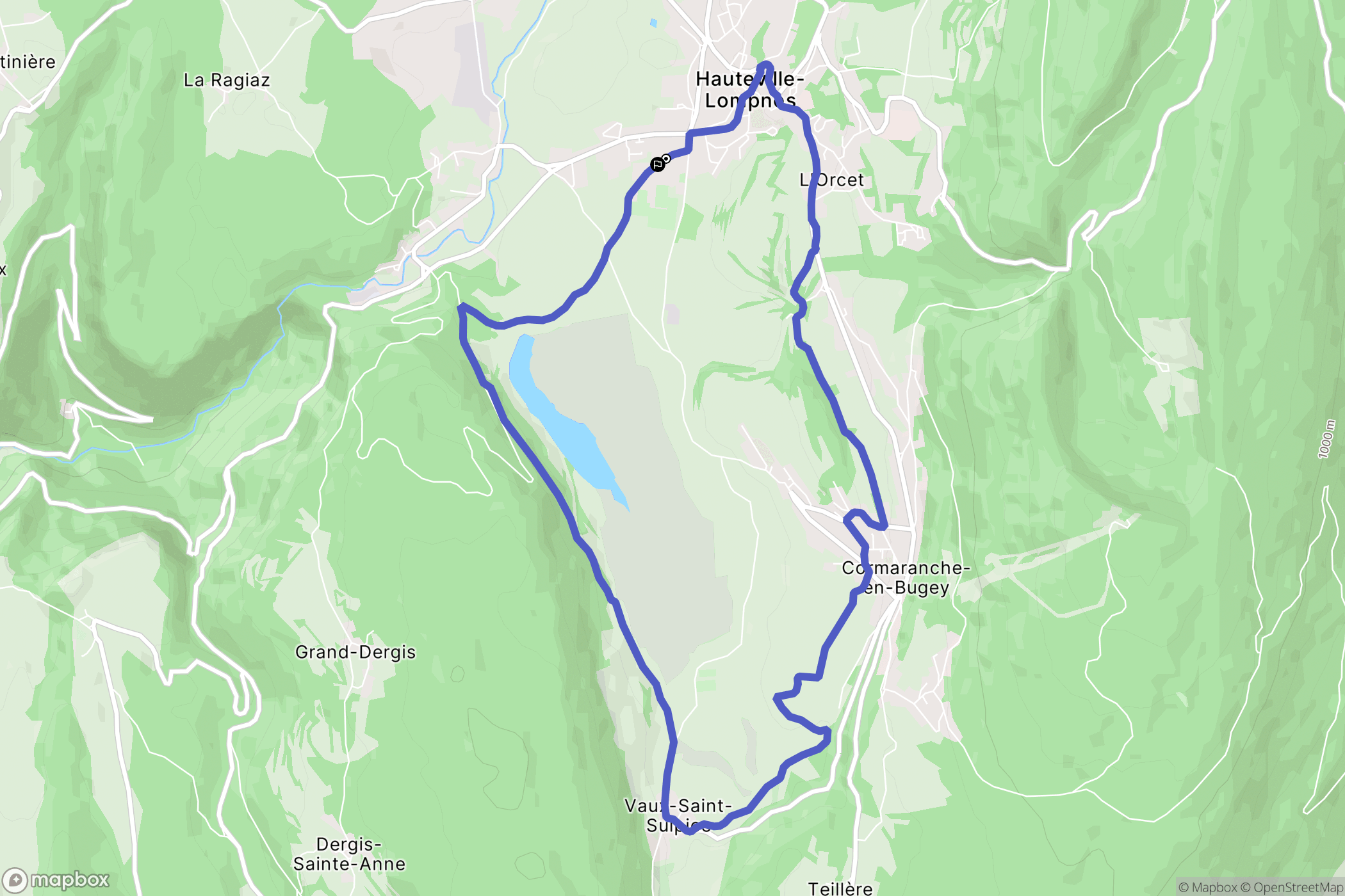 Plateau d'Hauteville : carte du parcours de randonnée - France
