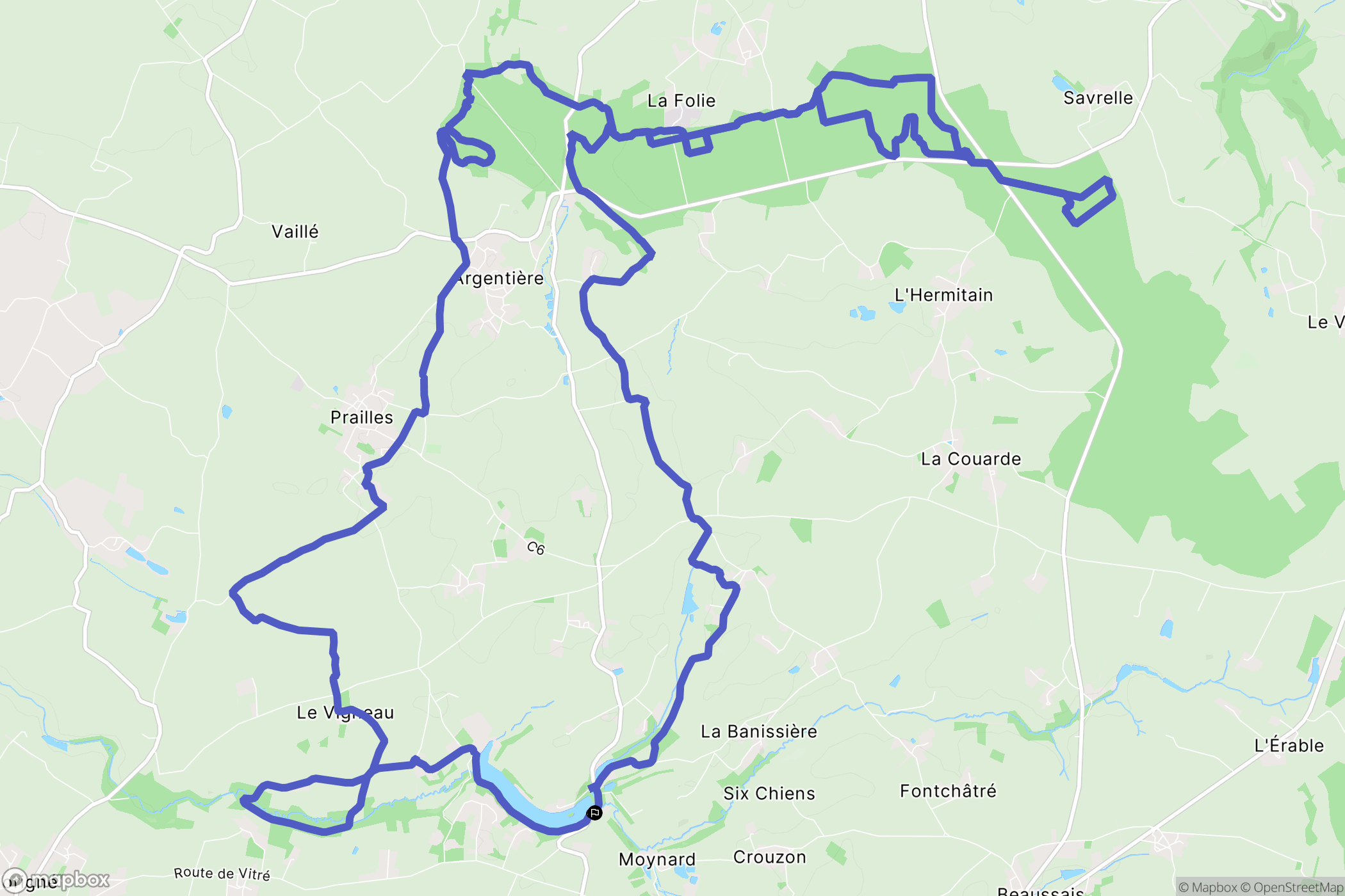 Beaussais-Vitré : carte du parcours de randonnée - France