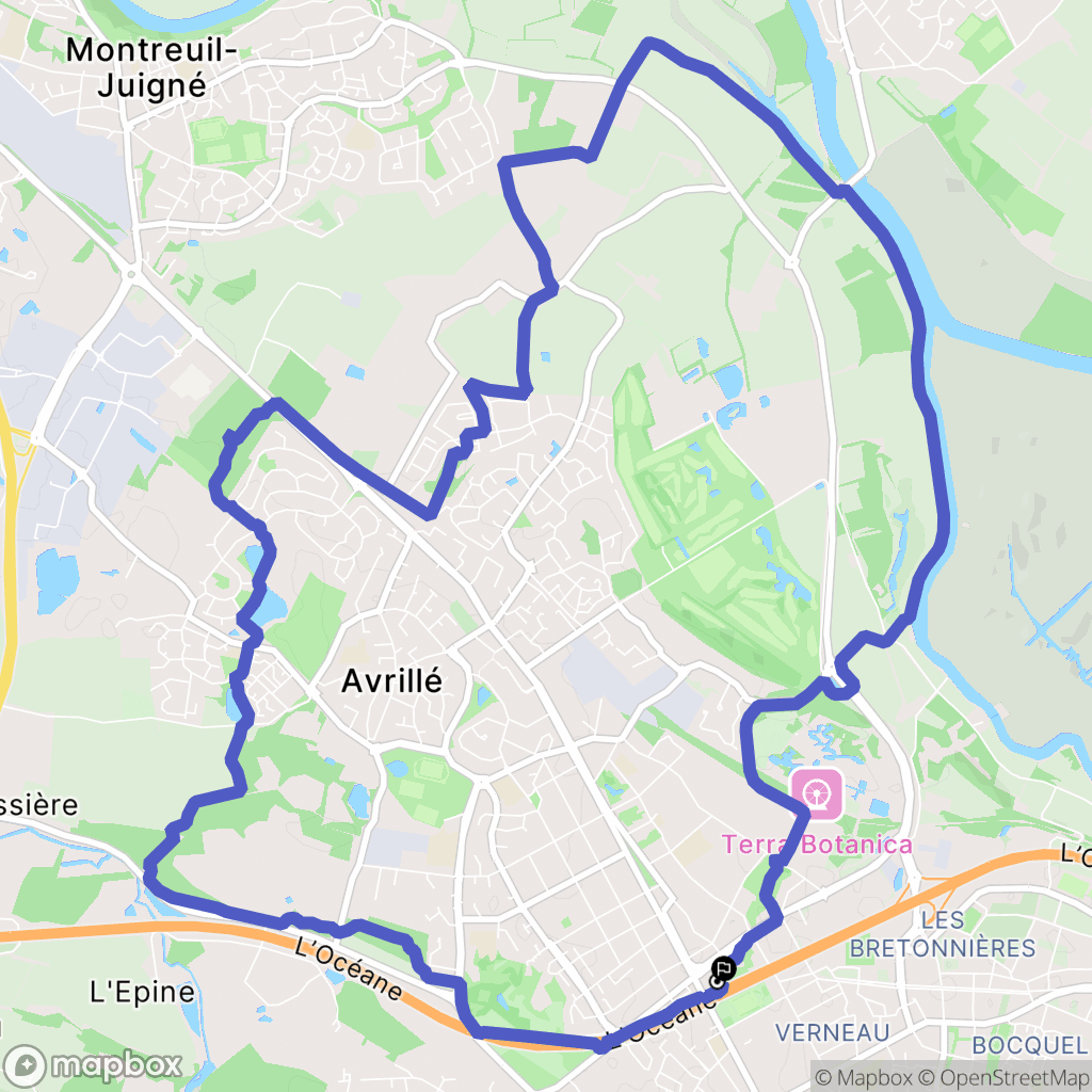 Angers : carte du parcours de randonnée - France
