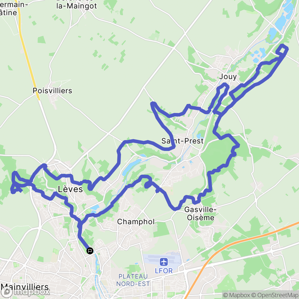 Chartres : carte du parcours de randonnée - France