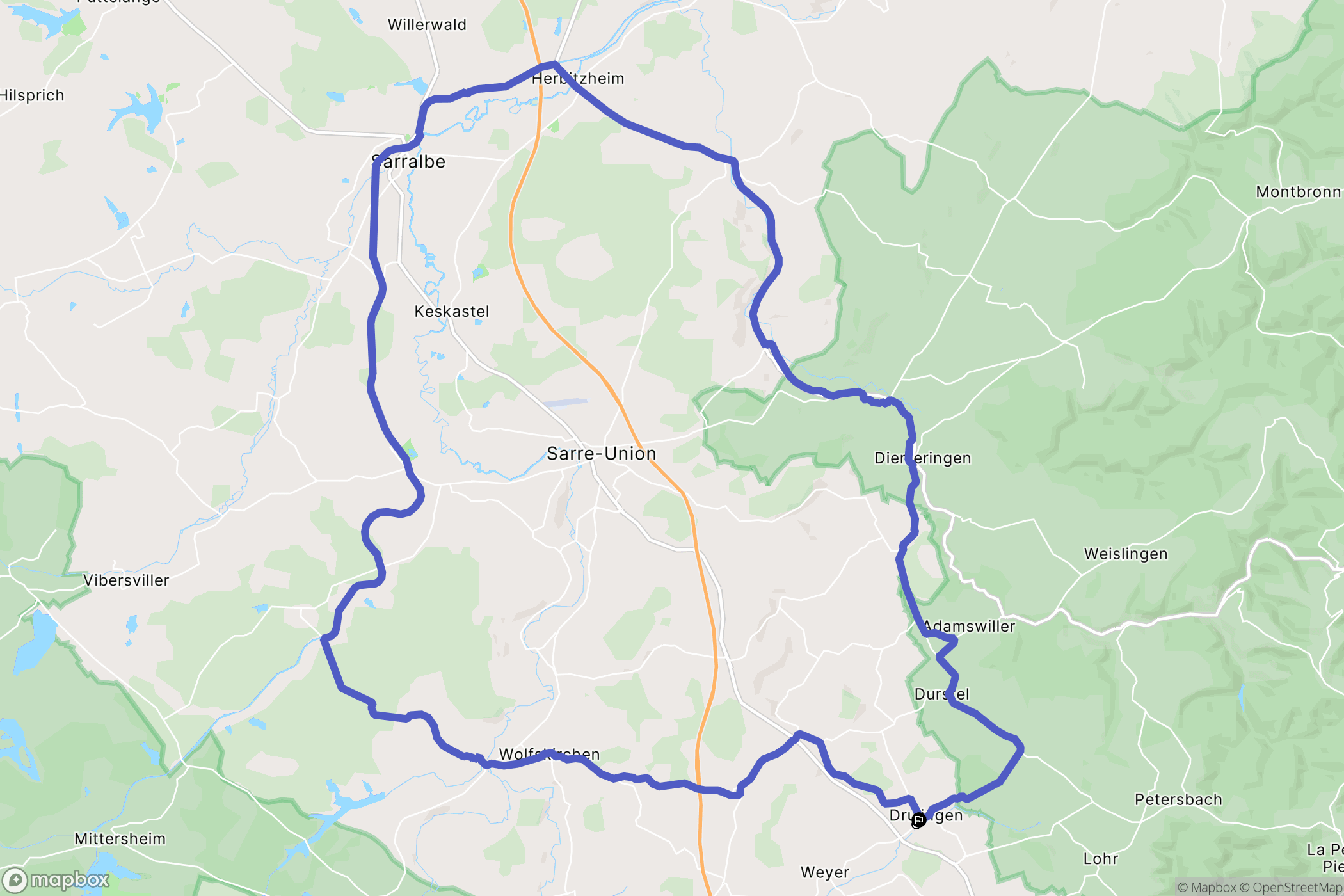 Asswiller : carte du parcours de randonnée - France